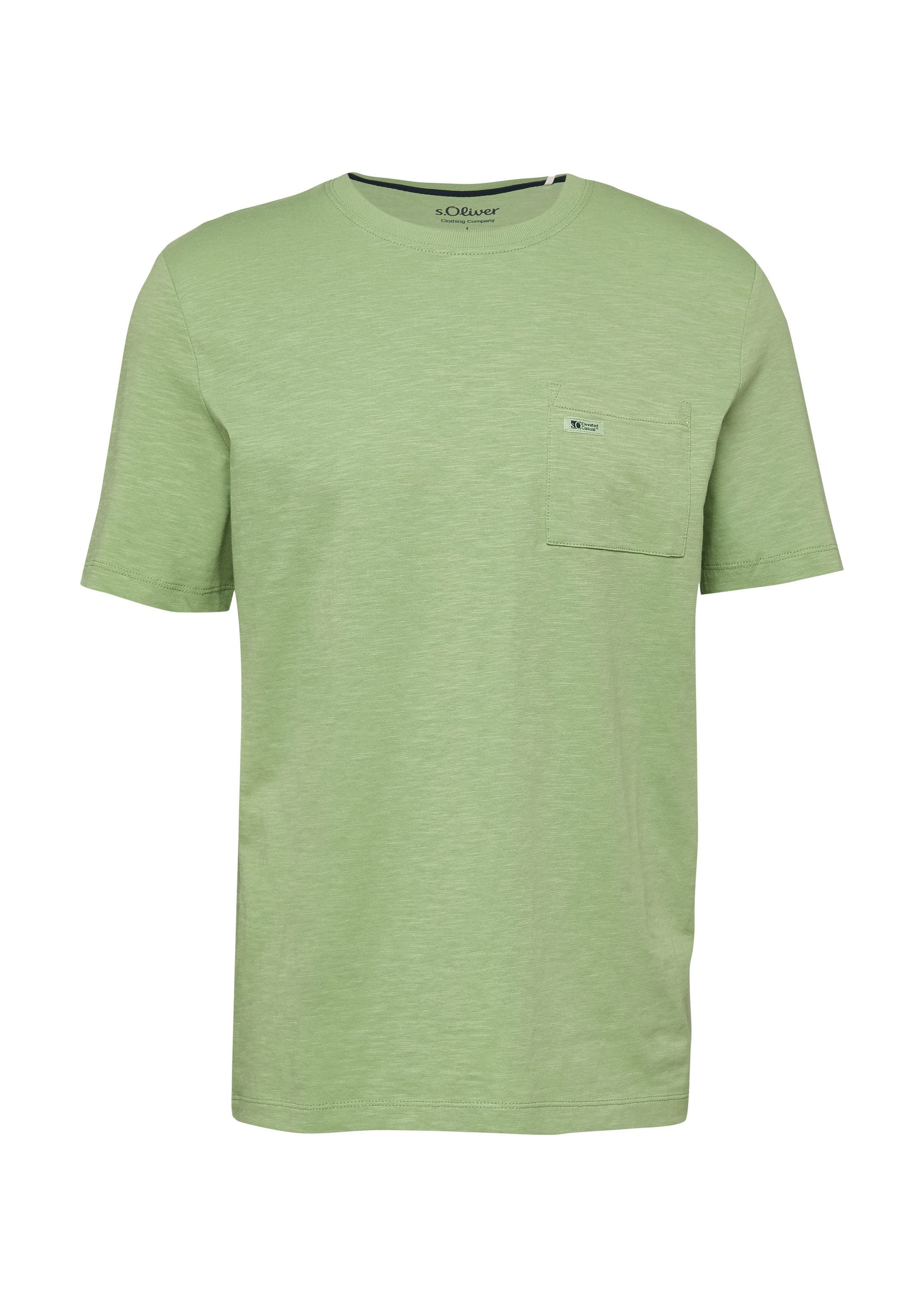s.Oliver Kurzarmshirt T-Shirt T-Shirt in Flammgarnstruktur mit Brusttasche günstig online kaufen