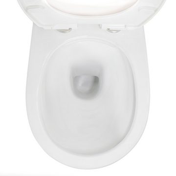Belvit Tiefspül-WC EGWWC01, wandhängend, Abgang waagerecht, Spülrandlos WC Hänge Wand-WC Tiefspüler Toilette Softclose Deckel