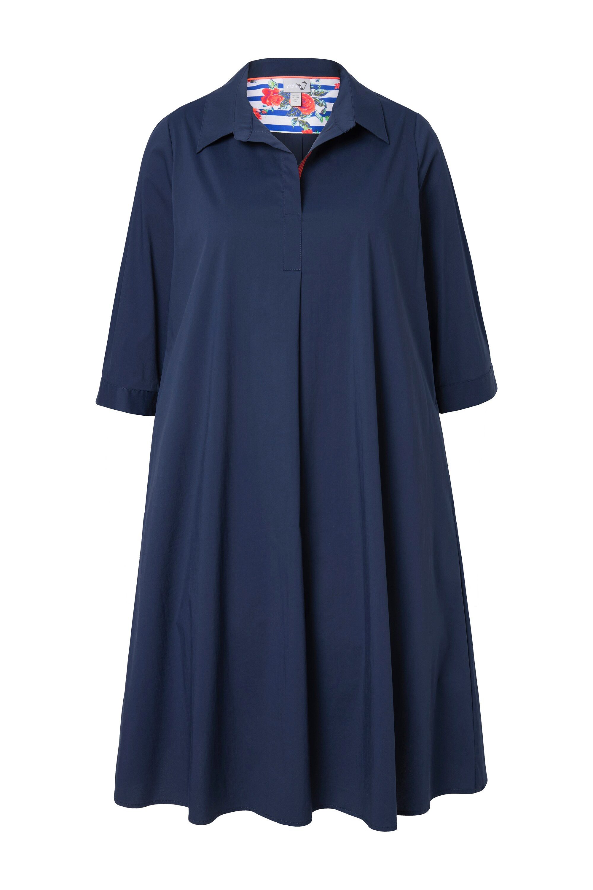 Ulla Popken Midikleid Tunika-Kleid A-Linie Hemdkragen günstig online kaufen