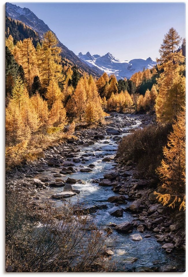 Artland Wandbild Herbst im Oberengadin, Vier Jahreszeiten Bilder (1 St),  als Alubild, Leinwandbild, Wandaufkleber oder Poster in versch. Größen