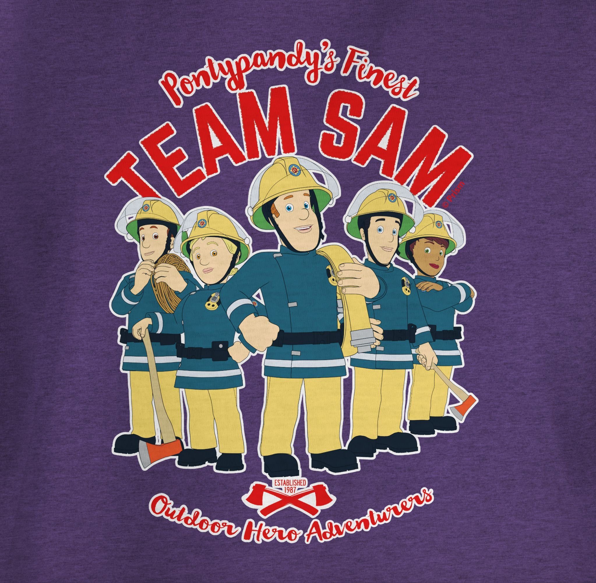 Shirtracer T-Shirt Team Sam Feuerwehrmann 2 Sam Mädchen Meliert Lila