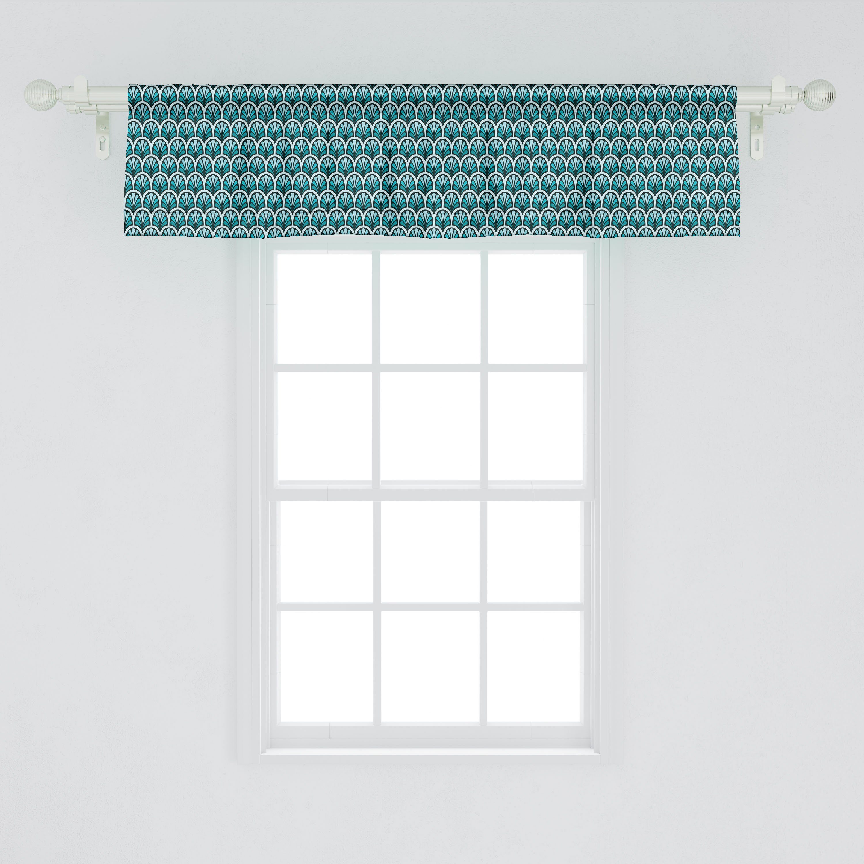 Scheibengardine Vorhang Abakuhaus, Blumenmotive Dekor Damast mit Repetitive Microfaser, für Stangentasche, Schlafzimmer Küche Volant