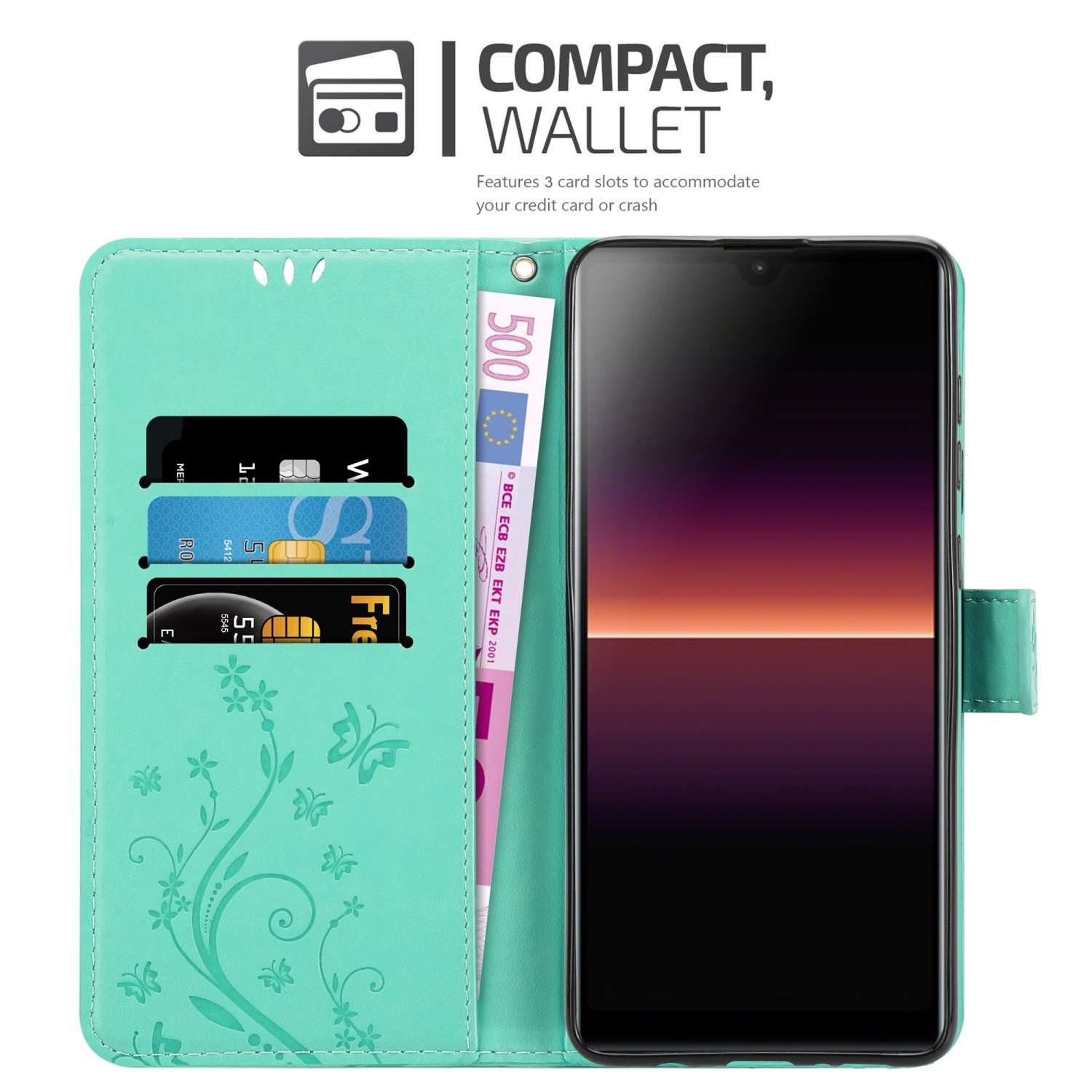 Cadorabo Handyhülle für Sony Xperia L4 Hülle Sony Xperia L4, Hülle Schutzhülle Blumen Flower mit Standfunktion Kartenfach Magnet