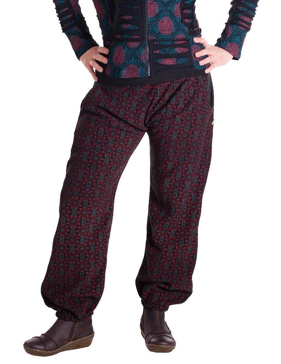 Haremshose Warme Damen Hose Blumen Haremshose ECO Fleecehose Thermohose