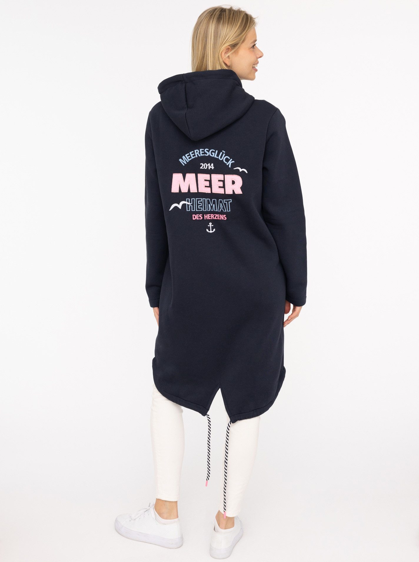 Zwillingsherz Jerseymantel "Meeresglück" mit großem Motiv am Rücken
