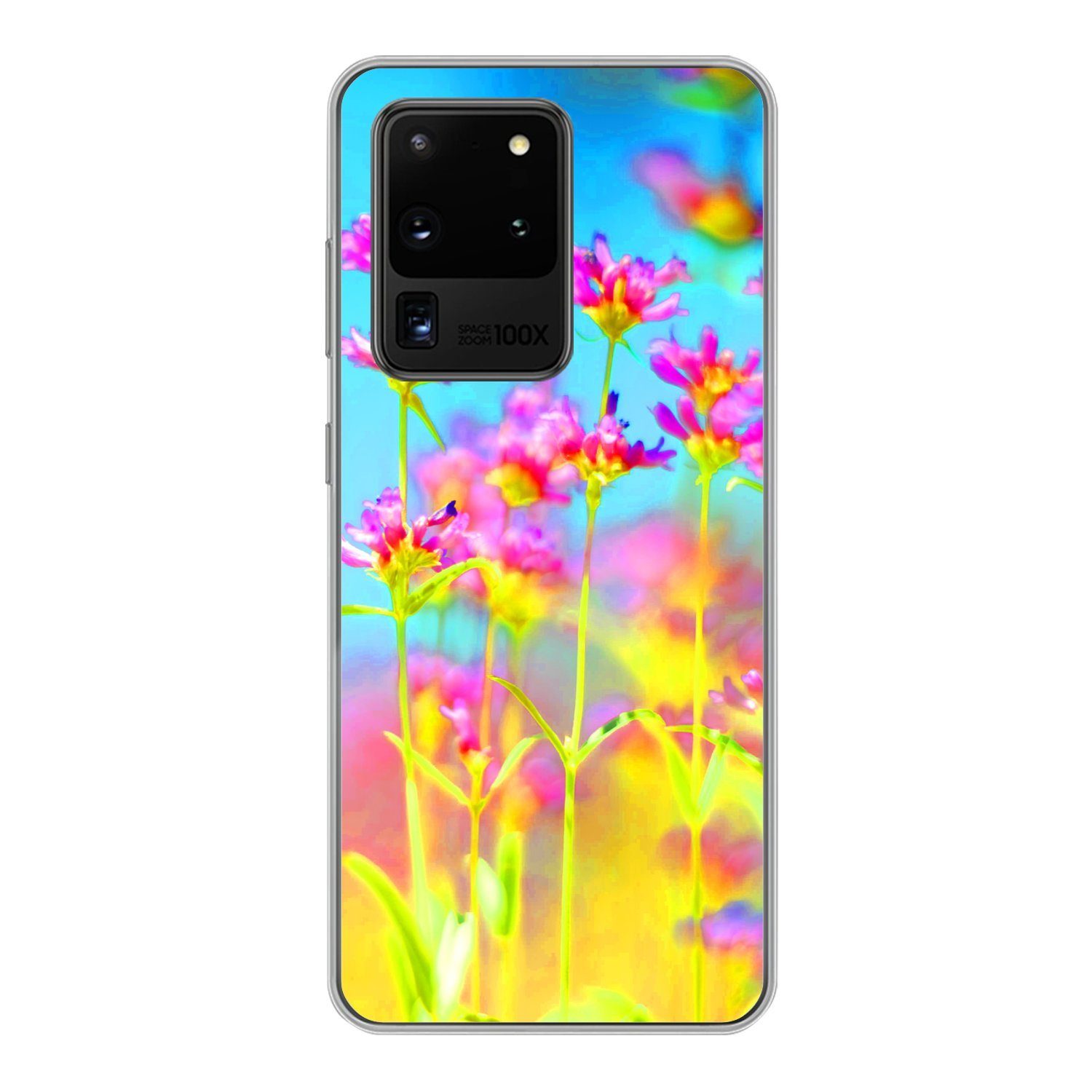 MuchoWow Handyhülle für Samsung Galaxy S20 Ultra Blumen - Kunst - Psychedelisch, Phone Case, Silikon, Schutzhülle Dünn