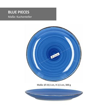 MamboCat Teller-Set 18tlg. Tellerset Blue Curacao 6 Personen verschiedene Blau-Töne, Steingut