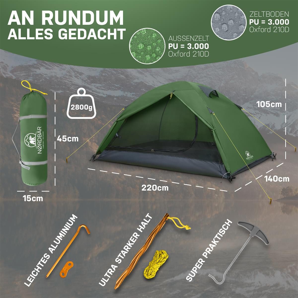 Nordbär Kuppelzelt NORDBÄR® Zelt ultraleicht & wasserdicht