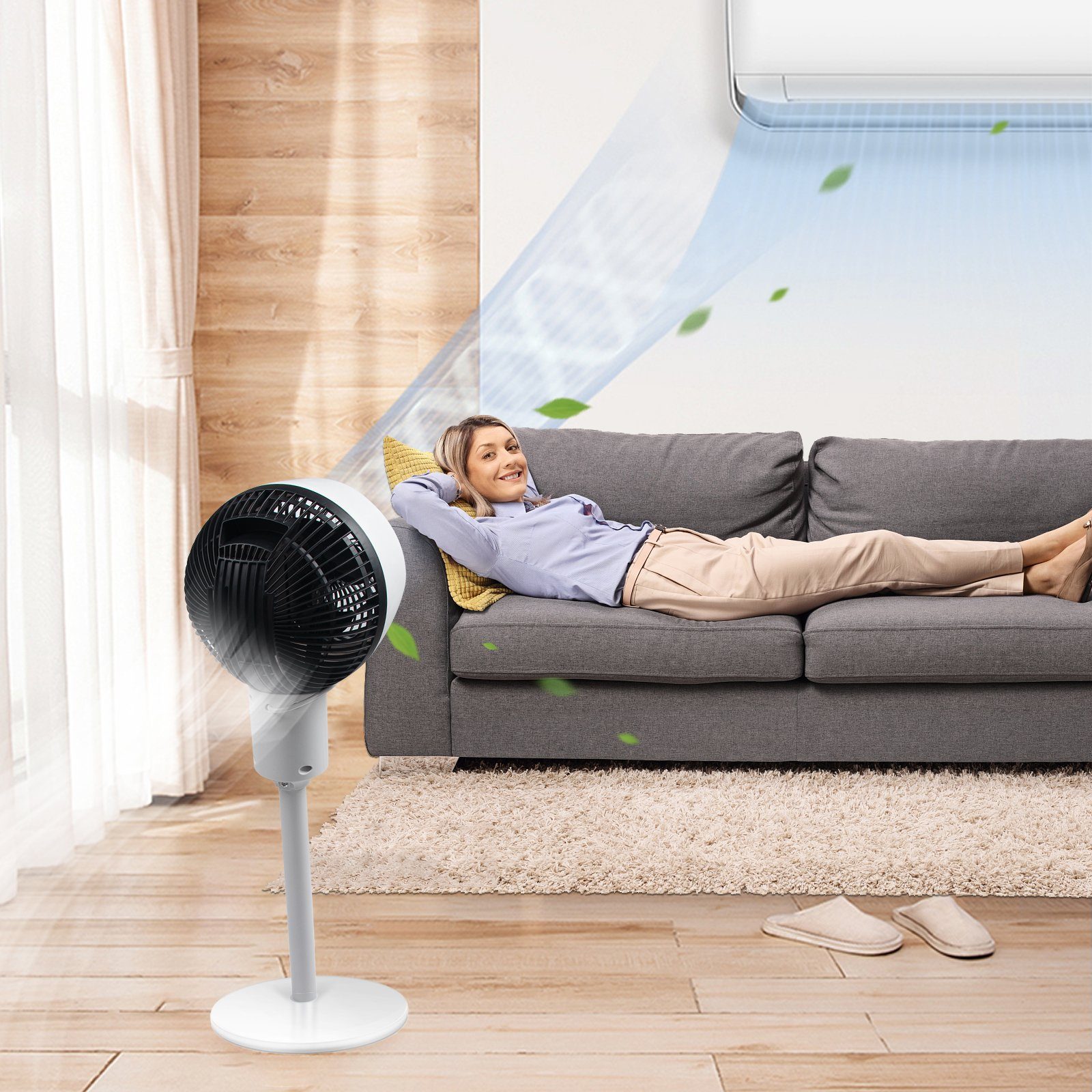 Standventilator Wohnzimmer für Ventilator mit Timer-Einstellung, Homewit Luftumwälzung Schlafzimmer Leise usw. 3D Fernbedienung Turmventilator