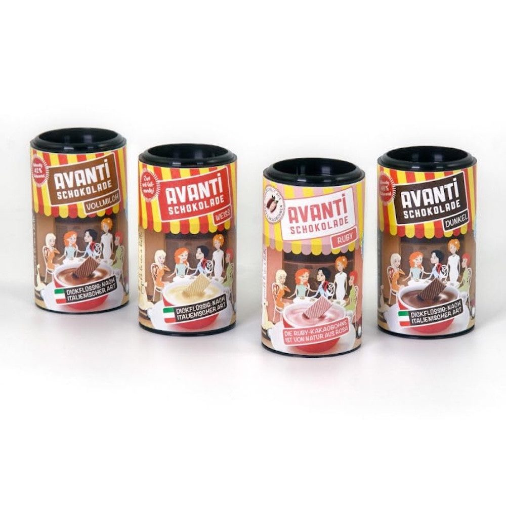 LK Trend & Style Kakao AVANTI Trinkschokolade 4x30g Probierset, 4 x 30 g, (Hot Chocolate, Ruby, Weiss, Dunkel, Vollmilch), welche Schokolade trifft deinen Geschmack?
