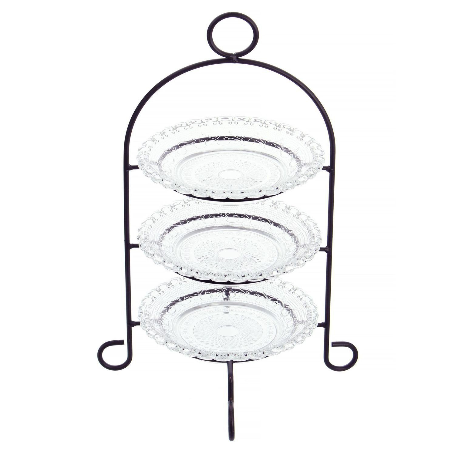 Home-trends24.de Etagere Glas Servierplatte Servierschale Gebäck Obst Metall, Glas