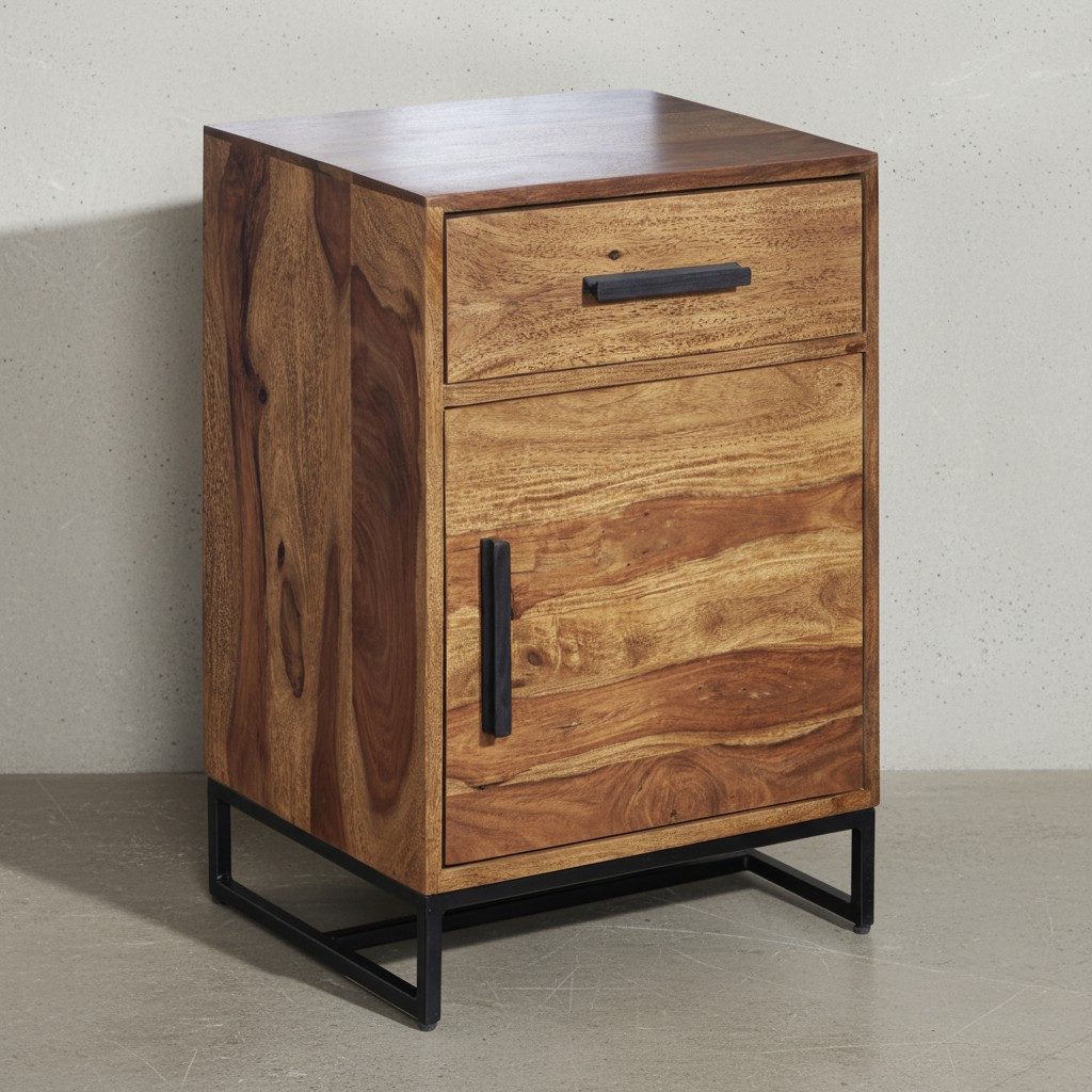 KADIMA DESIGN Nachttisch Nachttisch Massivholz / Metall 45x35x65 cm Nachtsc günstig online kaufen