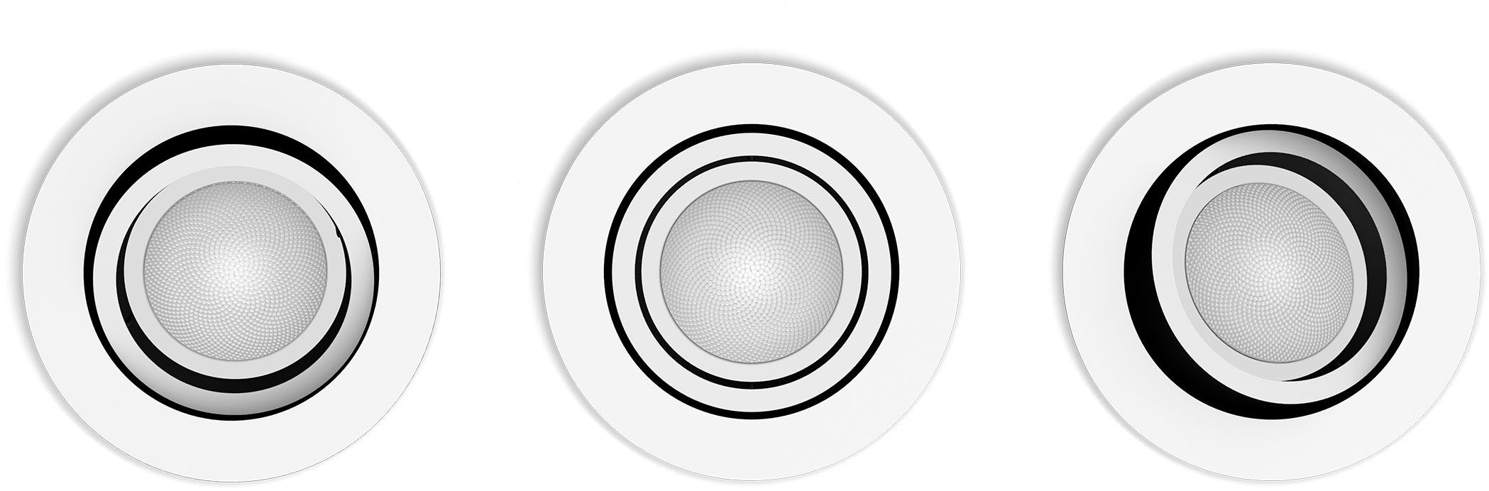 Philips Hue LED Einbauleuchte White & Color Ambiance Centura Einbauspot 3er Pack rund, Abschaltautomatik, Bluetooth, CCT - über Fernbedienung, Dimmfunktion, Farbsteuerung, Farbwechsel, Leuchtdauer einstellbar, Memoryfunktion, Nachtlichtfunktion, RGB, Smart Home, Timerfunktion, dimmbar über Fernbedienung, erweiterbar, mehrere Helligkeitsstufen, LED wechselbar, RGB