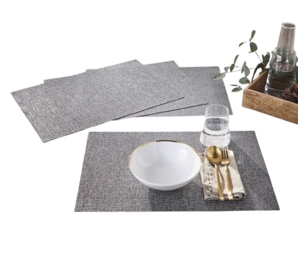 Home-trends24.de Platzset Platzmatte, Platzdeckchen, Tischdeko, Abwischbar, Grau, 4er Set, (4-St)