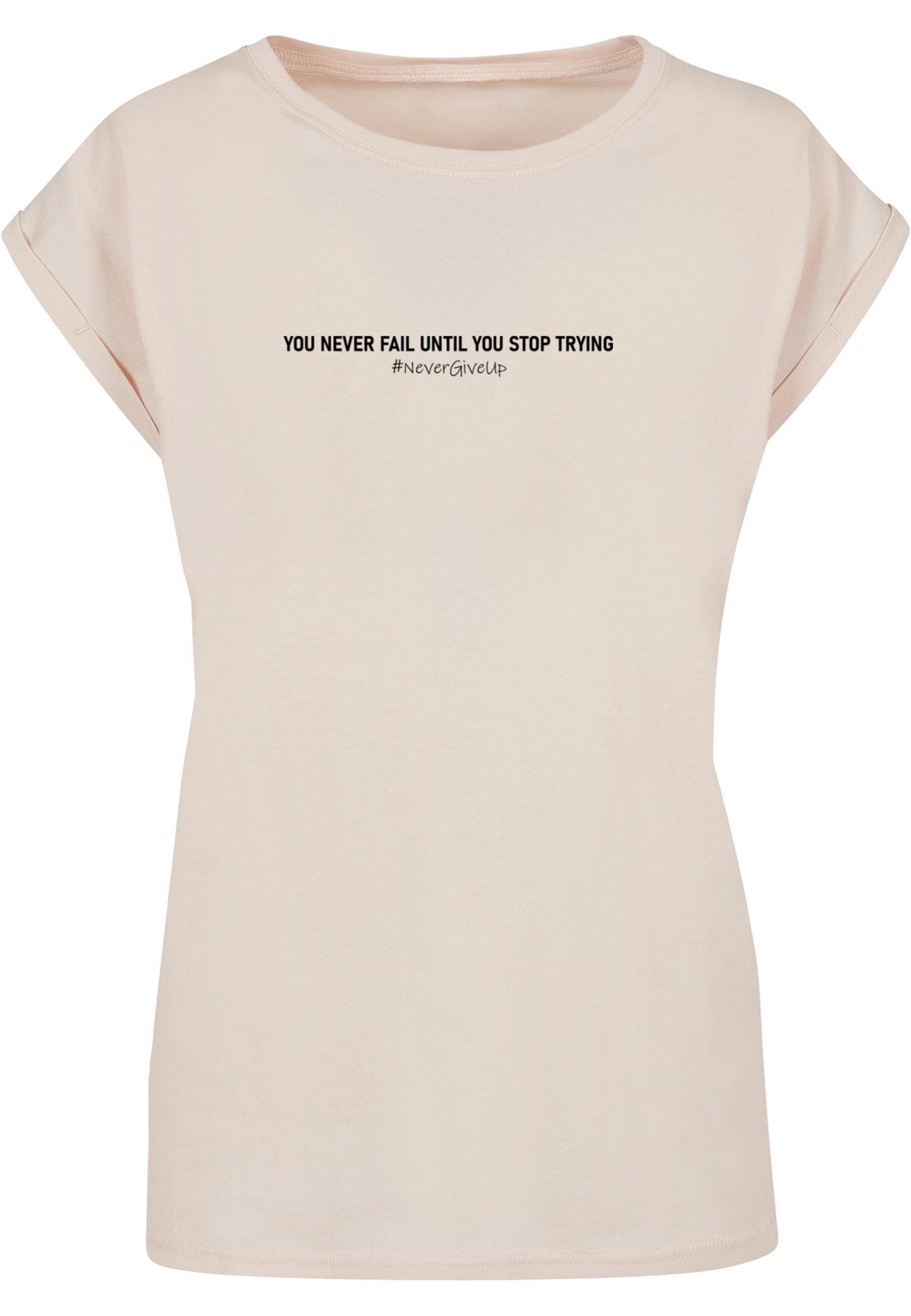 (1-tlg) T-Shirt Tee Up Damen Ladies Extended Merchcode Never Give Shoulder