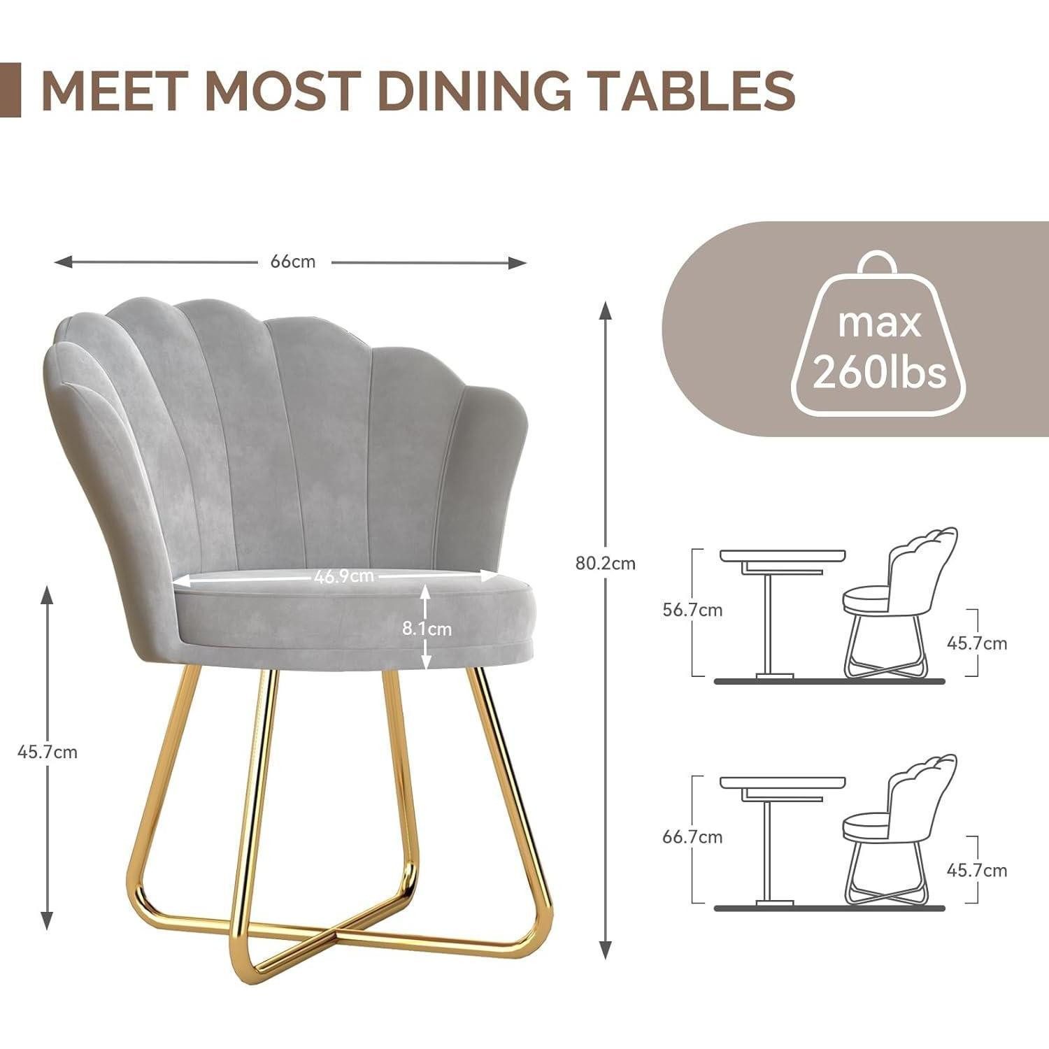 LuxusKollektion Cocktailsessel Polstersessel Samt Blütenblattlehne Metallbeine Gold 2er Set-grau