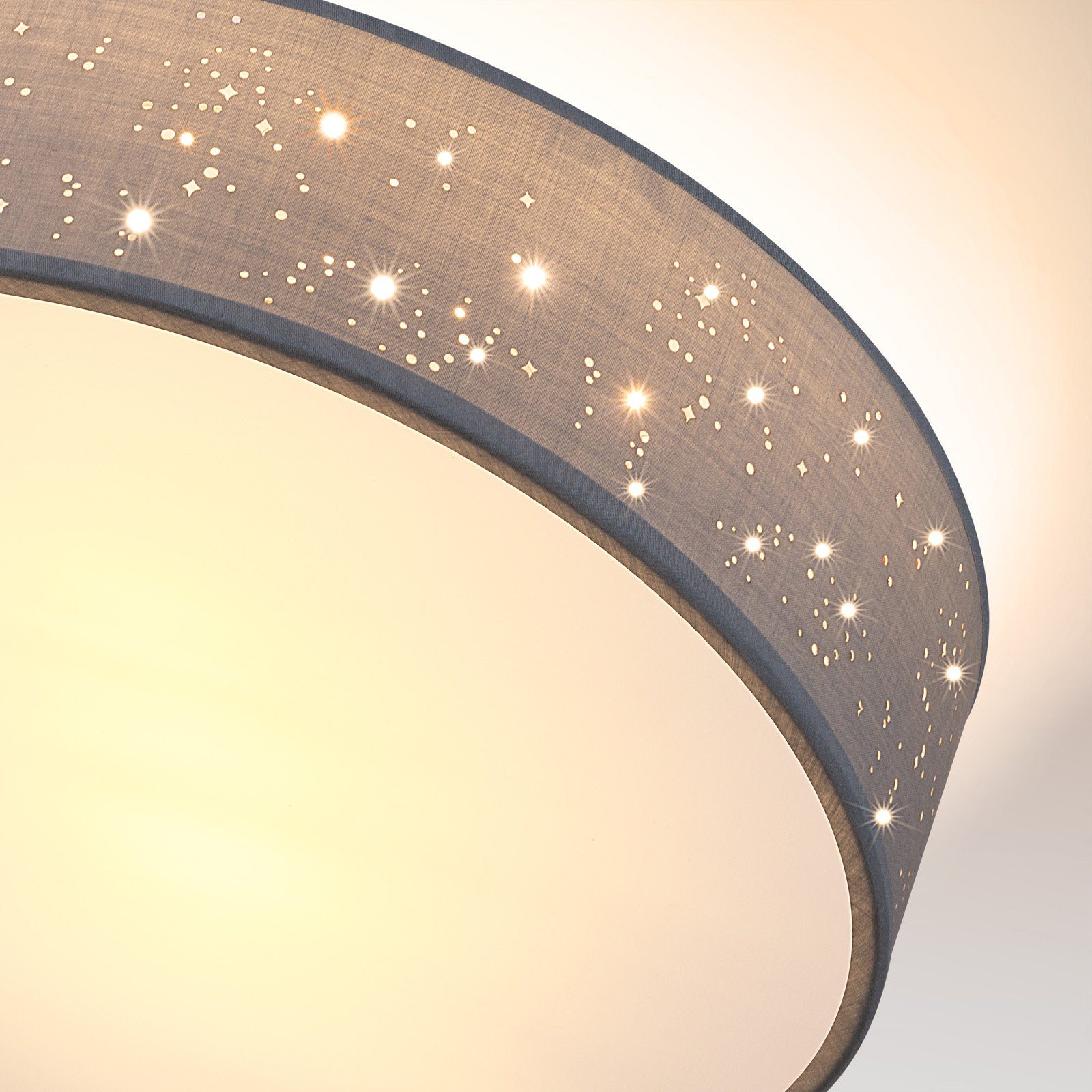 Grau nicht Sternenhimmel Stoffschirm cm Rund Deckenlampe, Leuchtmittel 30 Deckenleuchte, inklusive, monzana E27 Modern 1-Flammig
