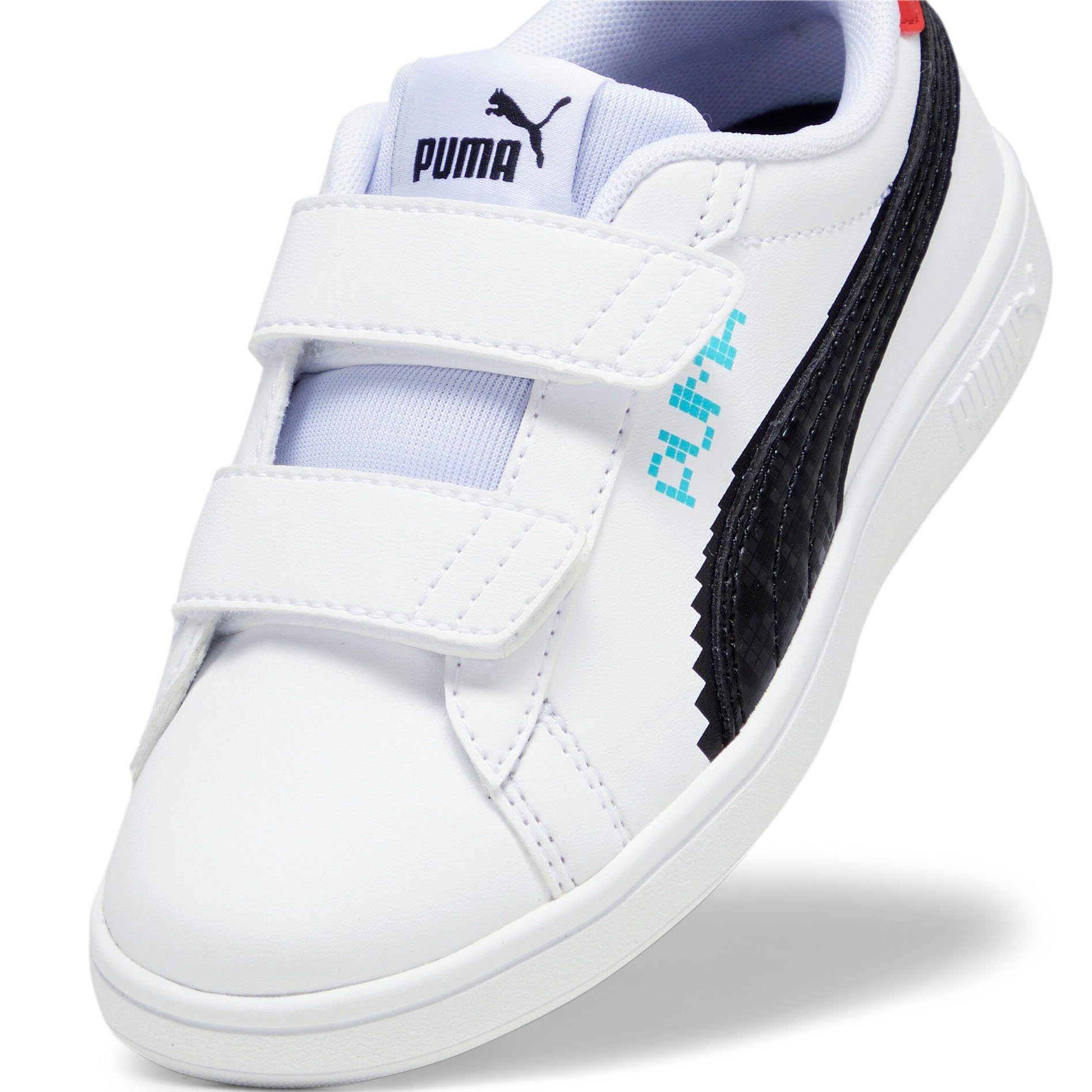 PUMA SMASH 3.0 L Sneaker Aqua-For All PUMA Red LET'S White-PUMA V Time PLAY PS Black-Team