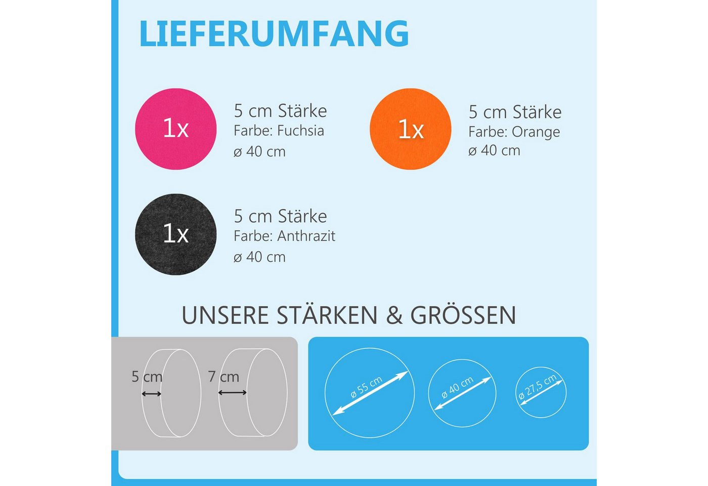Thumbnail - platino24 Wandpaneel 3 Akustik Schallabsorber aus Basotect ® G+ / Kreis Ø 40 cm Multicolore