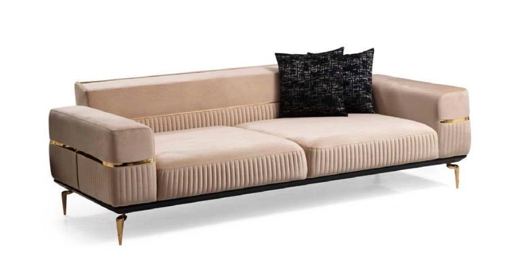 JVmoebel Sofa Moderne Luxus Dreisitzer mit Europe in Beige, Sofa Edelstahlelementen Made Design