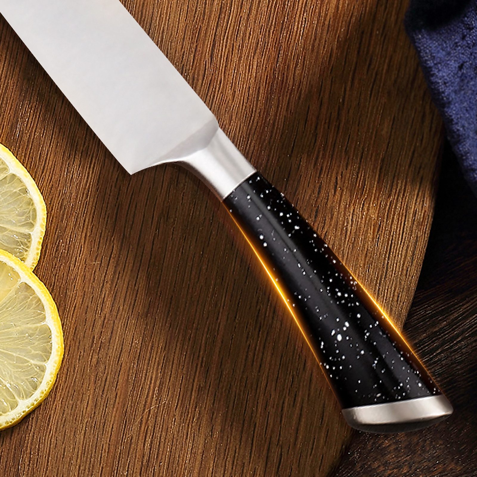 Fine Life Pro Messer-Set High Carbon Edelstahl Profi Kochmesser (Set, 7-tlg), Küchenmesserset mit Messerblock