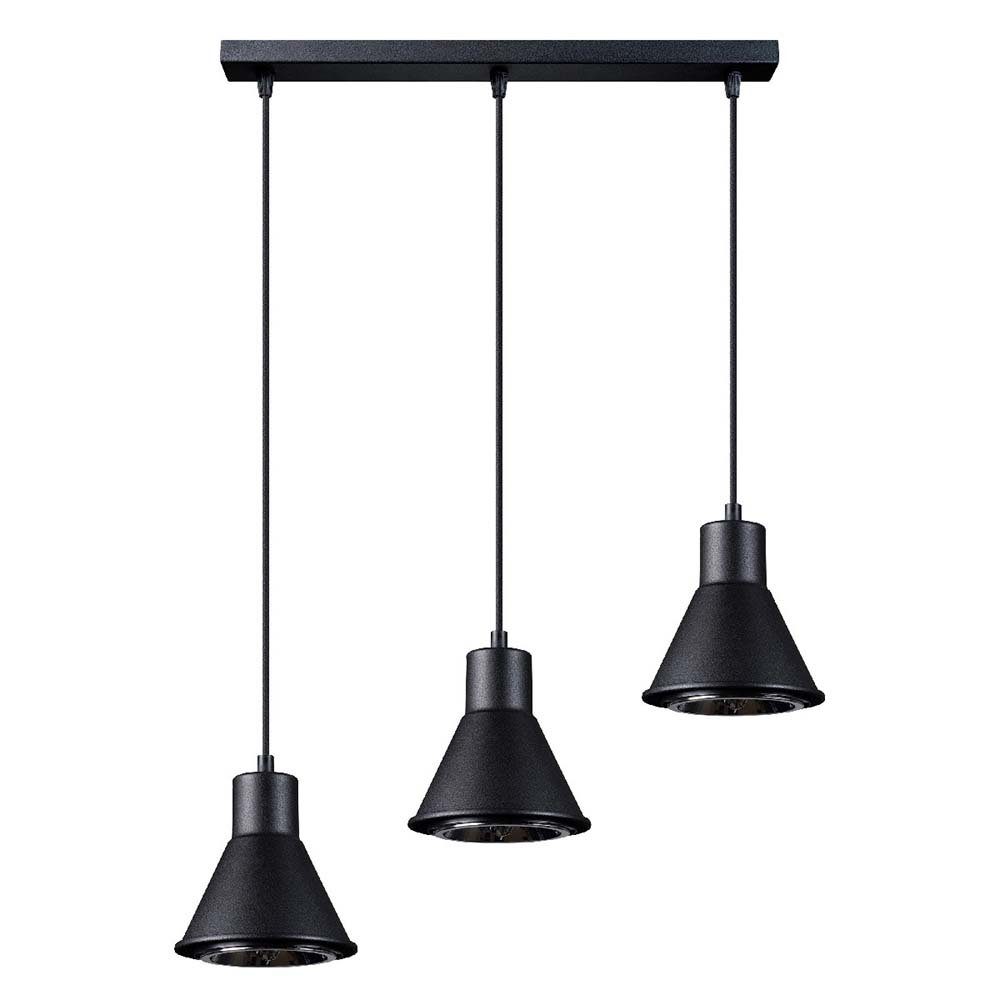 Pendelleuchte, Flammig Hängelampe Deckenlampe Stahl Pendelleuchte Schwarz inklusive, Leuchtmittel 3 etc-shop nicht