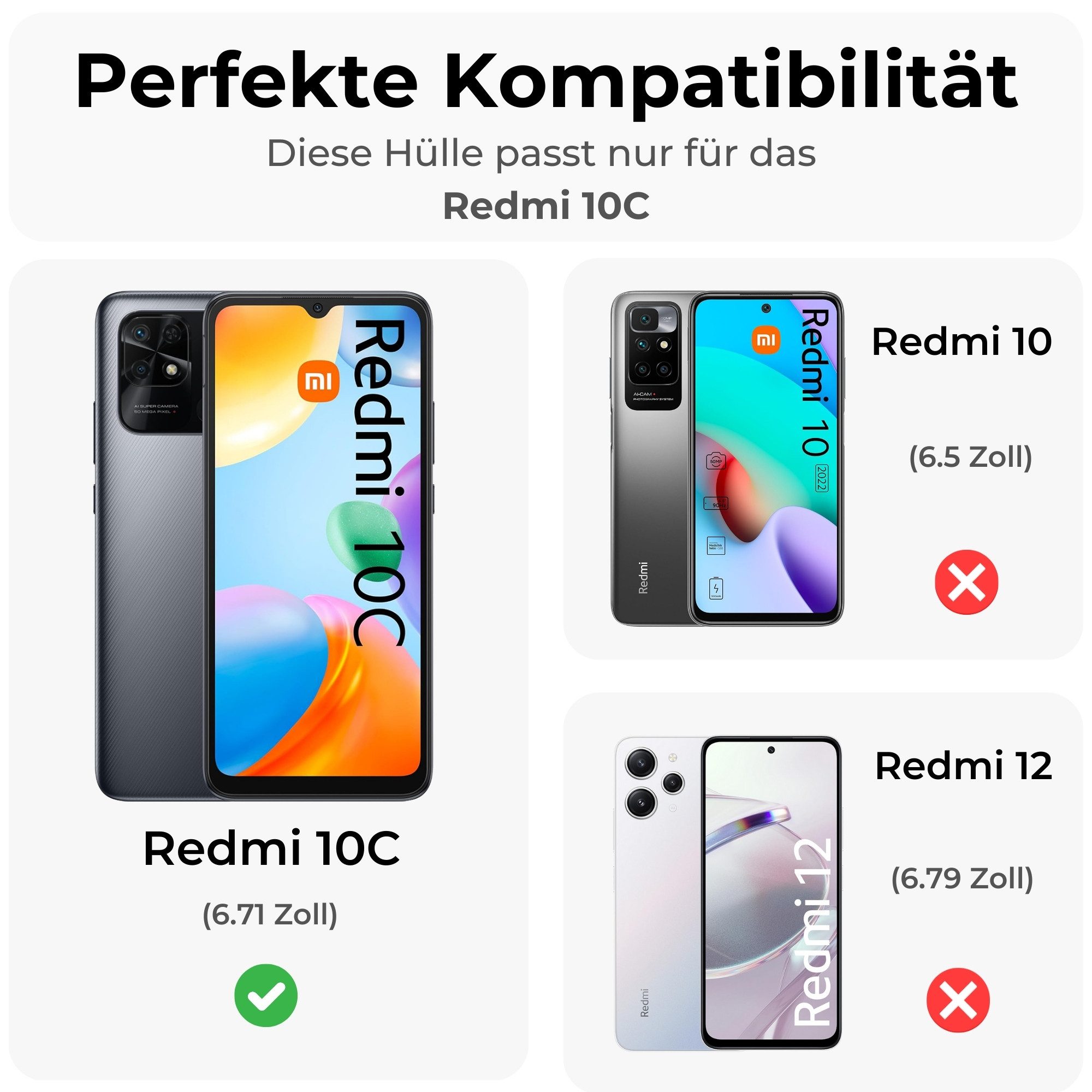 betterfon Handyhülle für Xiaomi Redmi 10C TPU Case mit 360° Rundumschutz Displayschutz, 360 Grad Hülle mit Displayschutz und Fingerprint