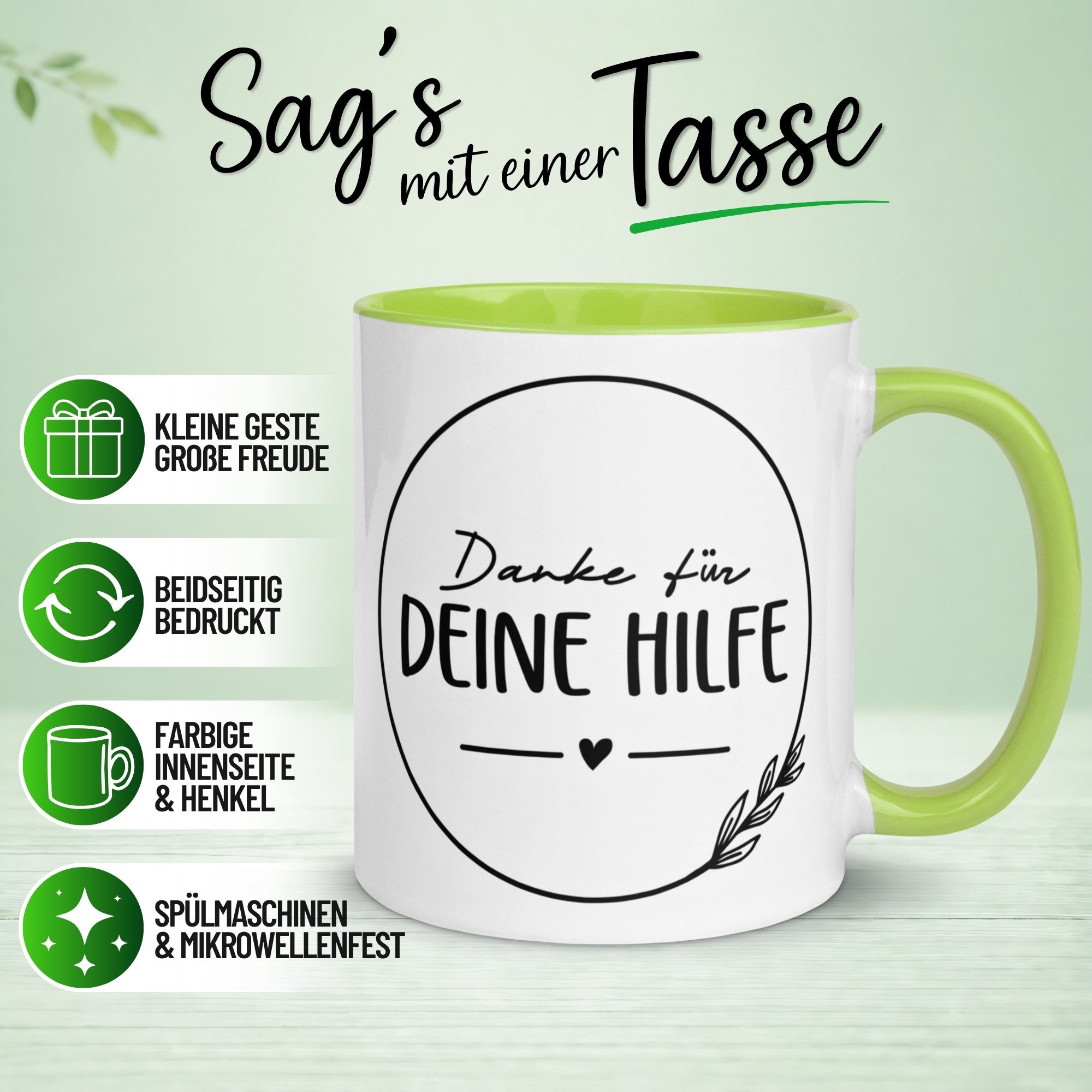 Momentals Tasse Danke – „Ein herzliches Danke für deine Hilfe“ – Dankeschön Geschenke, Gratis Versand · Links-&Rechtshänder · Spülmaschinenfest