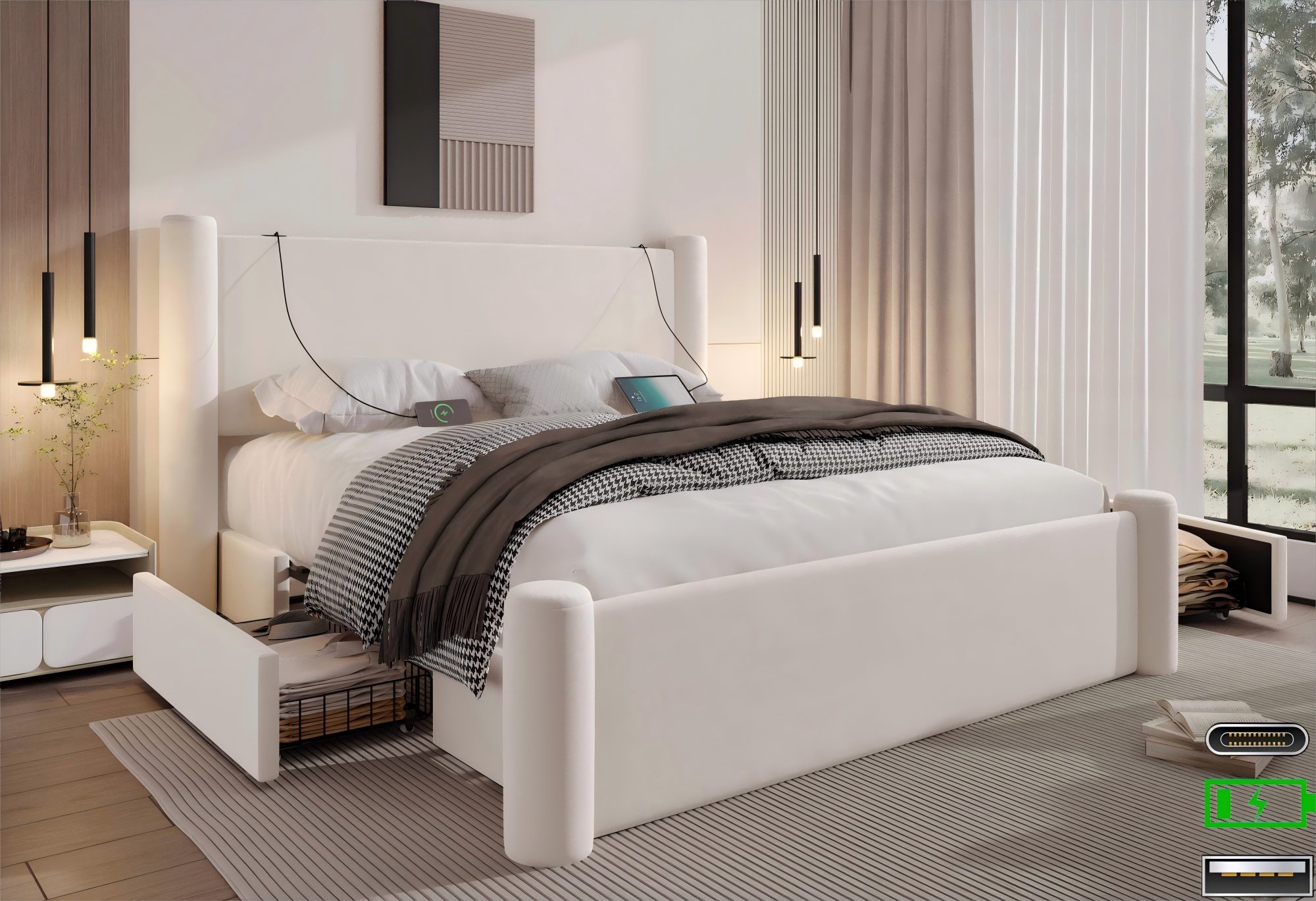 LVHOM Stauraumbett 140x200cm/160x200cm Bettgestell, Doppelbett/Polsterbett/ günstig online kaufen