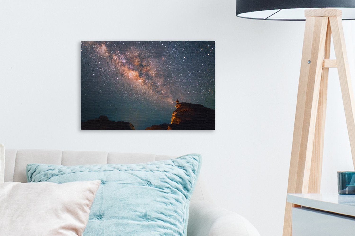 Wanddeko, Aufhängefertig, (1 Wandbild OneMillionCanvasses® über St), cm 30x20 Milchstraße einer Leinwandbilder, Berglandschaft, Leinwandbild