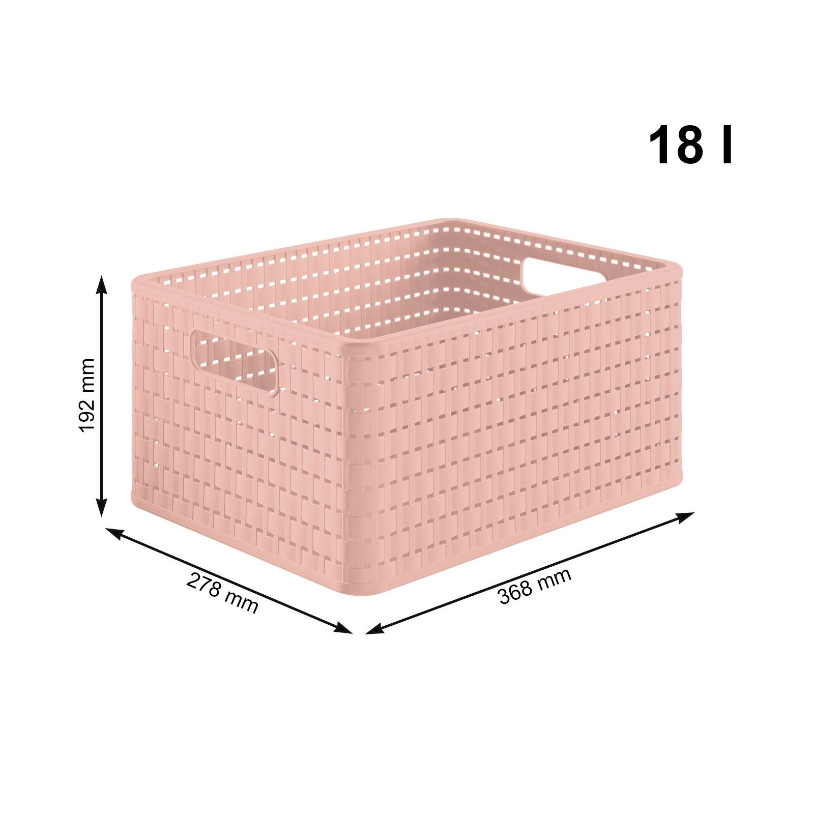 18l Kunststoff Aufbewahrungskiste in Linnea ROTHO (PP) ged. Rattan-Optik, pink Aufbewahrungsbox Country BPA-frei
