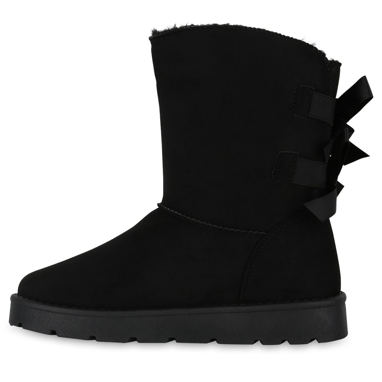 VAN HILL 841501 Winterstiefelette Damen Warm Gefütterte Winter Boots Stiefeletten Schleifen