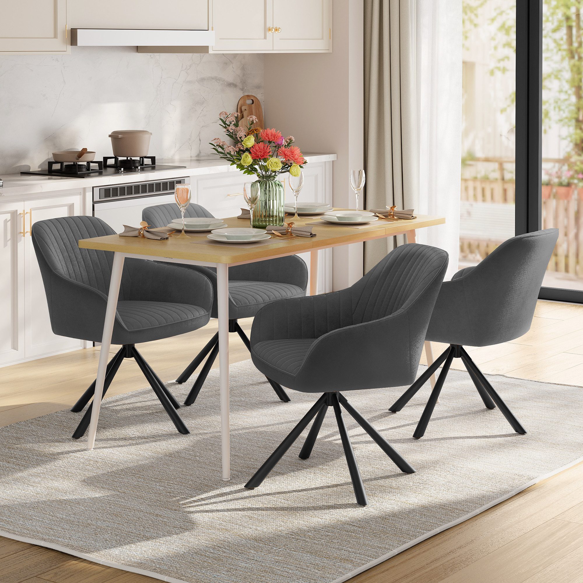 SONGMICS Esszimmerstuhl Esszimmerstuhl, Küchenstuhl, Sessel drehbar (6 St), günstig online kaufen