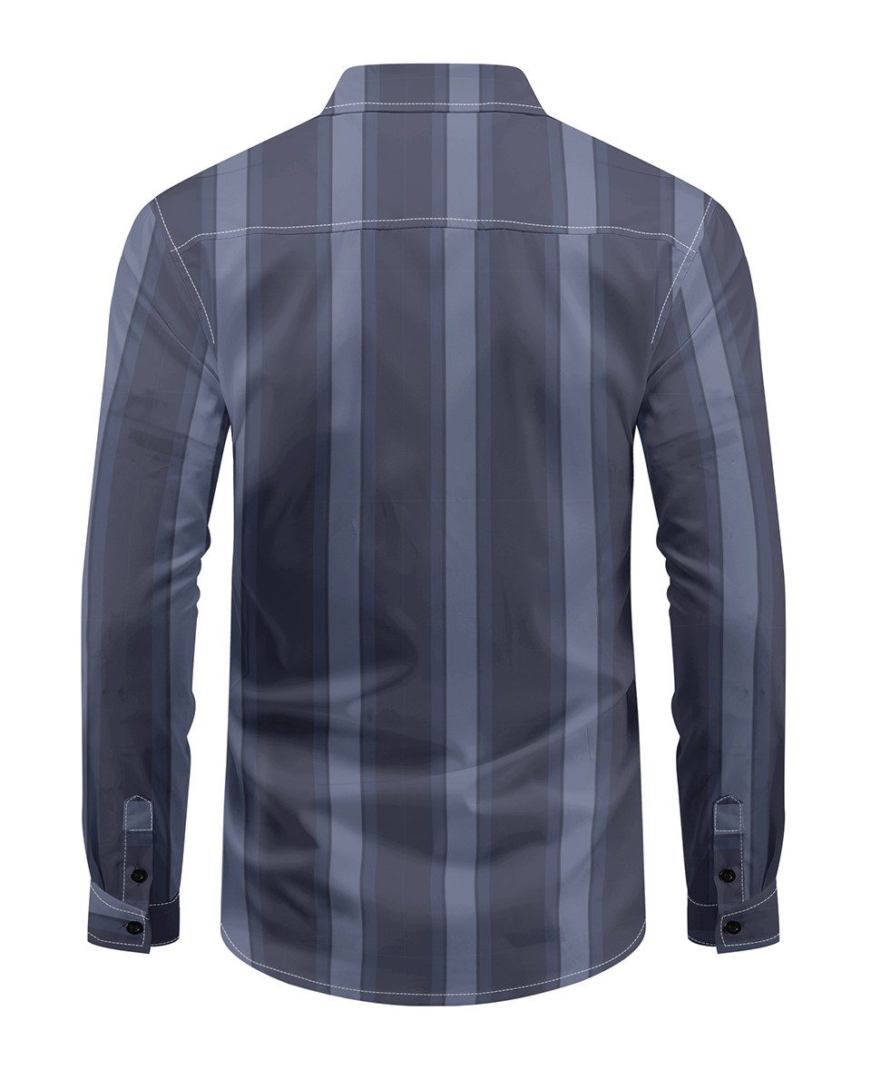 Allthemen Langarmhemd mit mehrfarbigen Blockstreifen Herren Freizeitshemd R günstig online kaufen