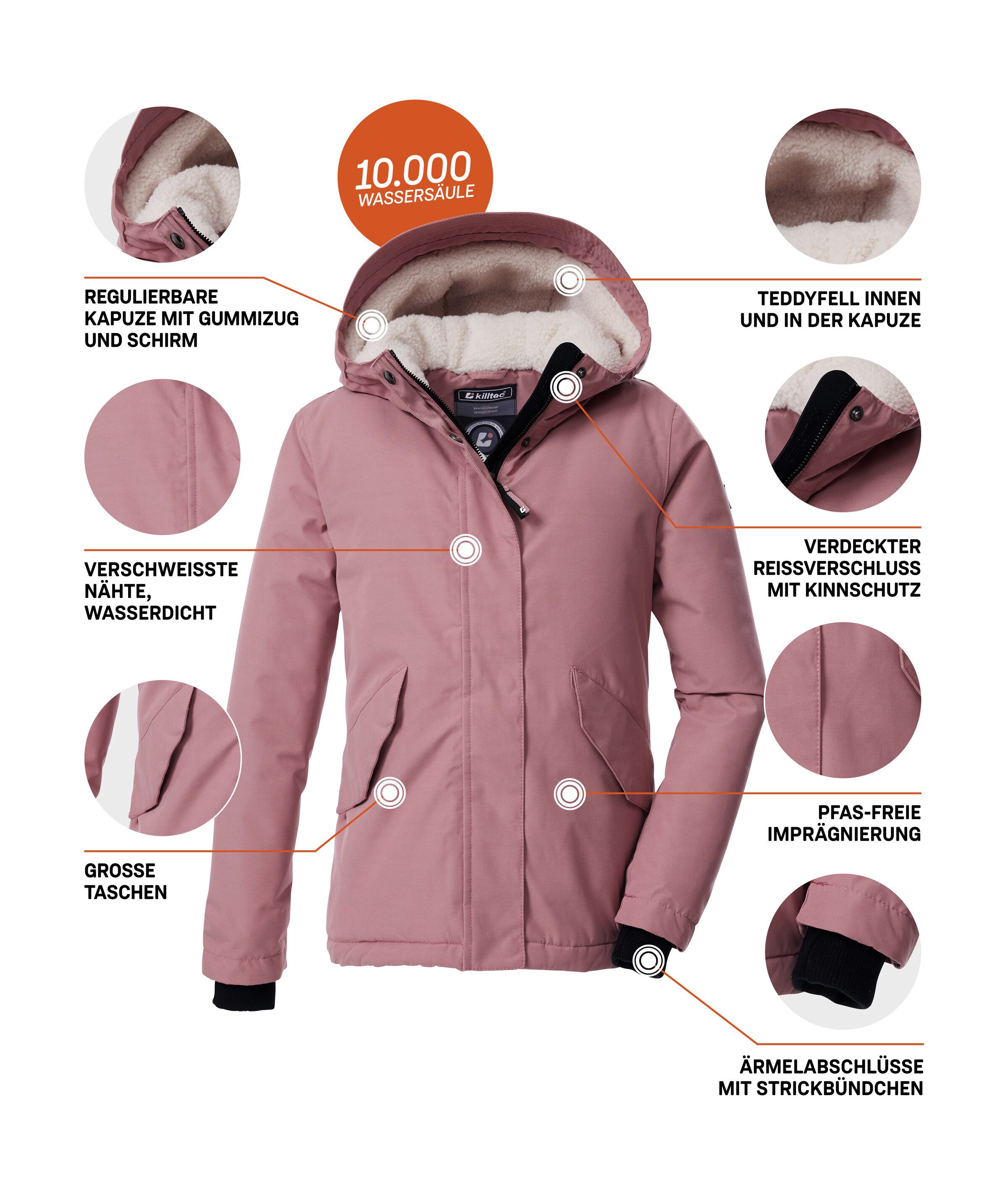 Killtec Funktionsjacke KOW 235 GRLS JCKT Wind- und wasserdichte Kids-Jacke mit Teddyfell und Teflon EcoElite™