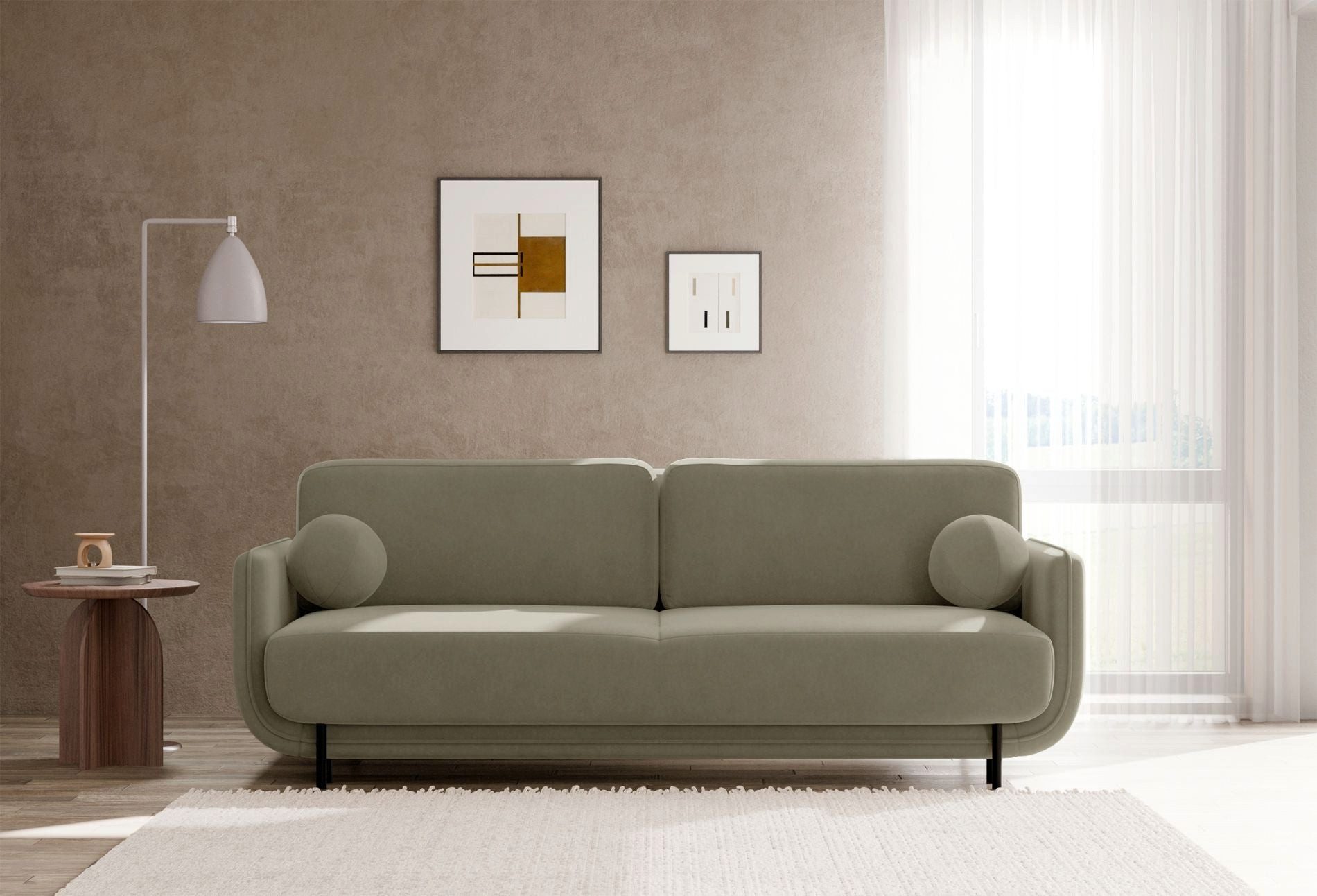 Selsey Schlafsofa, 3-Sitzer mit Schlaffunktion, Bettkasten, Samt