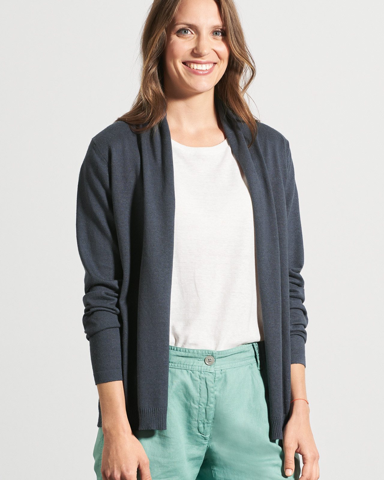 HempAge Strickjacke Leichte Strickjacke Hanf/Biobaumwolle Damen Normal Fit