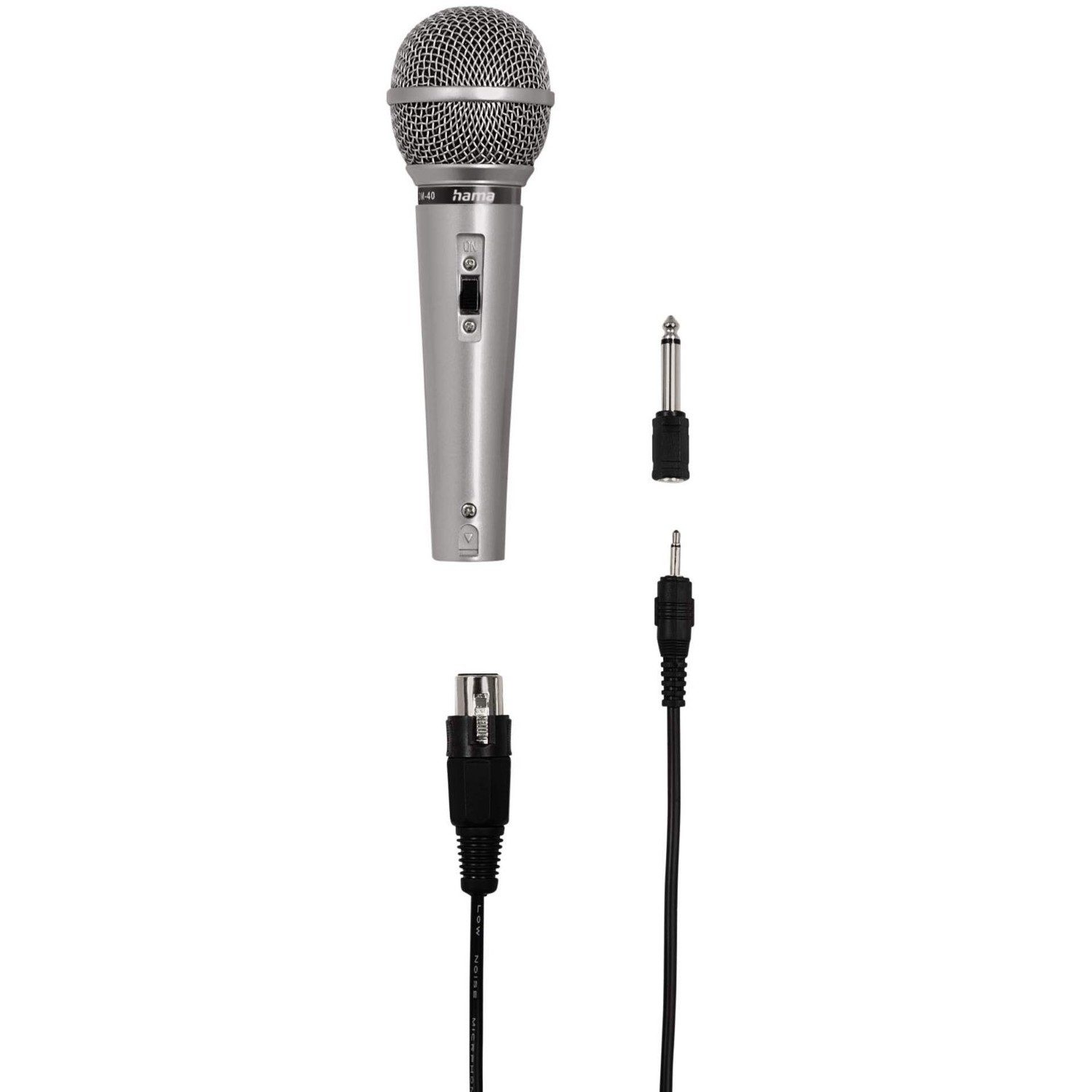 Hama Mikrofon Dynamisches Mikrofon DM-40 kabelgebunden Silber (Set), 3m Kabel Party Veranstaltung DJ Mix Karaoke XLR 3,5mm 6,35mm Stecker – Bild 5 von 5