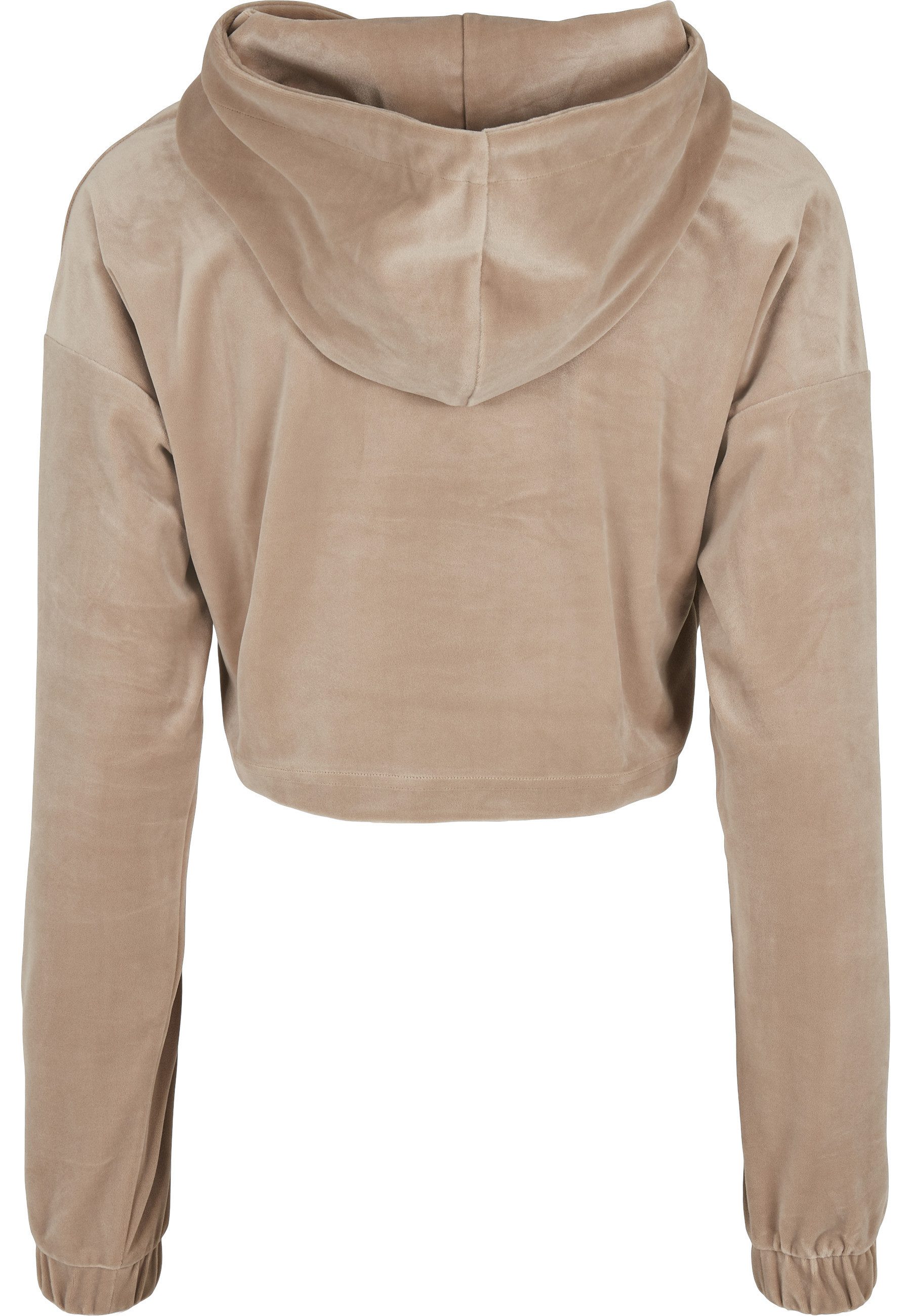 URBAN CLASSICS Kapuzenpullover Urban Classics Damen Ladies Cropped Velvet Oversized Hoody (1-tlg)