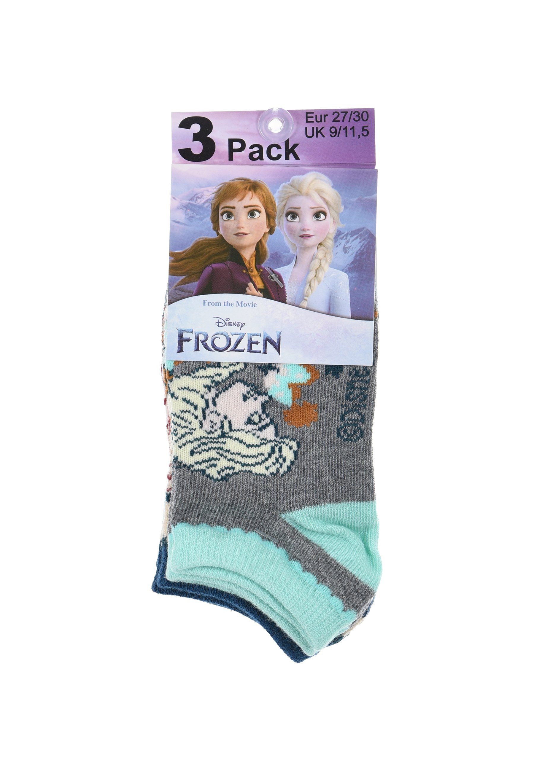 Disney Frozen Socken Eiskönigin Kinder Strümpfe & Elsa Sneaker (3-Paar) Socken Anna Mädchen