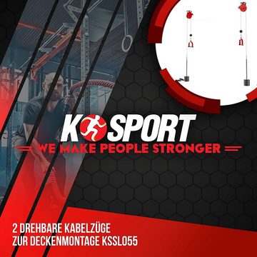 K-SPORT Kraftstation 2 Kabelzüge zur Deckenmontage bis 75 kg belastbar, (Fitness-Seilzug für effektiven Muskelaufbau, Kabelzugstation zum Trainieren Всеr Muskeln), Made in EU!