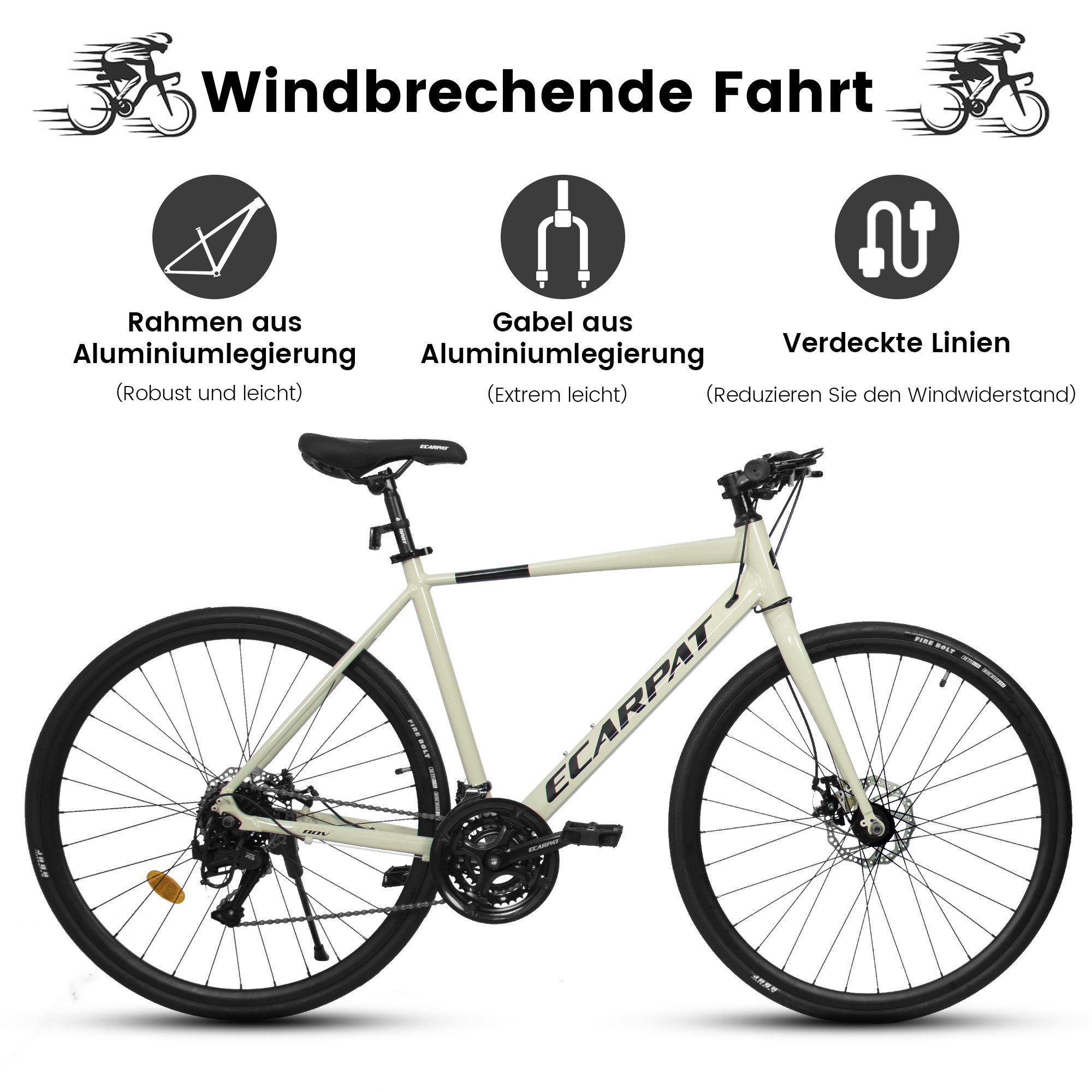 CARPAT SPORT Cityrad 28 Zoll Fahrrad für Herren Damen, 24 Gang L-TWOO A3 Schaltwerk, Kettenschaltung, Citybike Fahrrad Bike