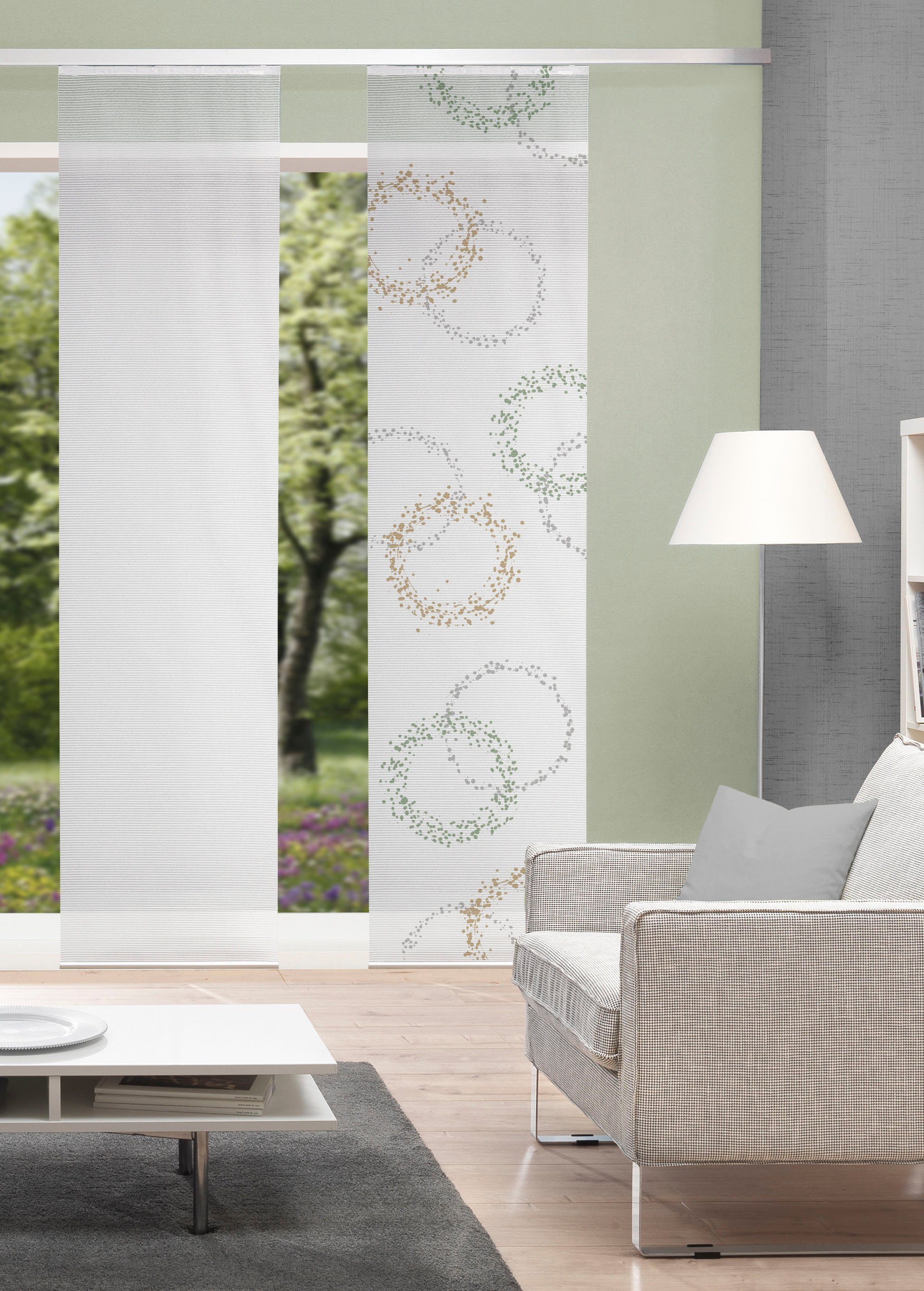 Vision S Schiebegardine AINUR (1 St), Paneelwagen, halbtransparent, Schiebevorhang digitalbedruckt AINUR