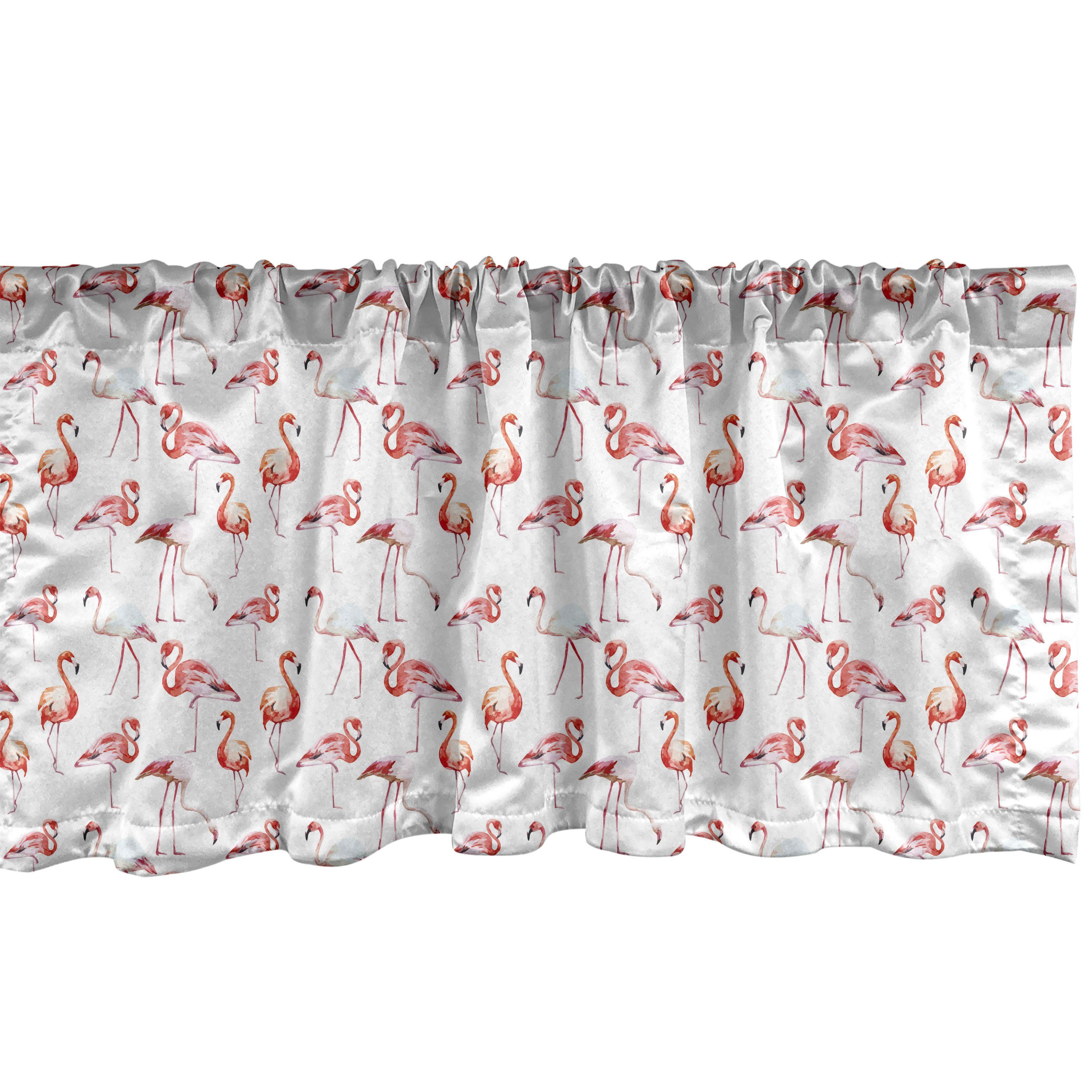 Scheibengardine Vorhang Microfaser, Dekor Stangentasche, Flamingo Hawaii Frühling Küche Volant mit Schlafzimmer Abakuhaus, für
