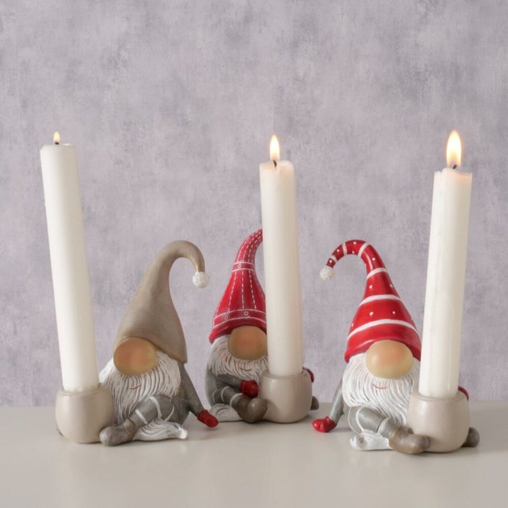 BOLTZE Kerzenhalter 3er Set "Snorre" Weihnachten Wichtel Kerzenleuchter (3 St) | Kerzenständer