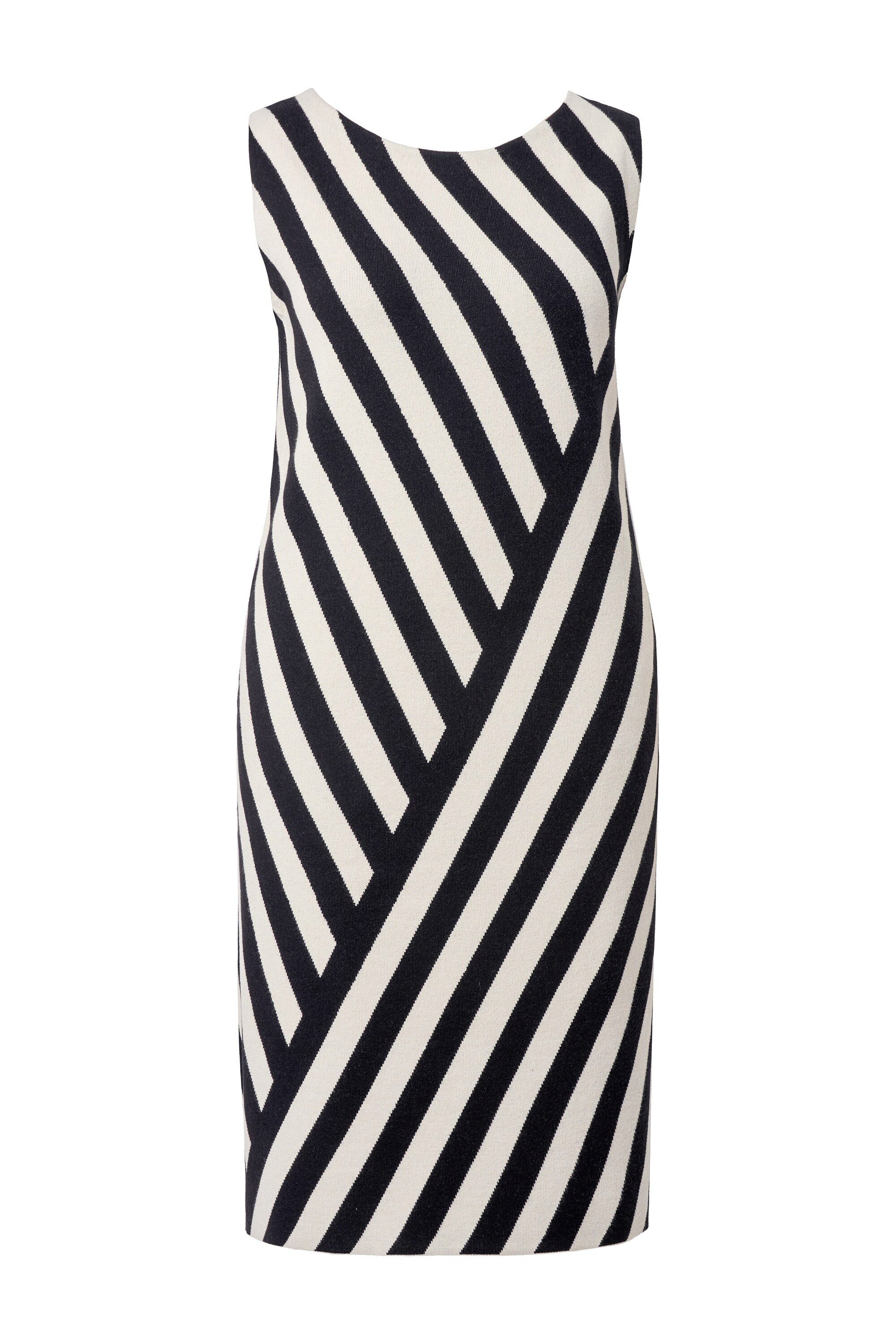 Ulla Popken Strickkleid Strickkleid Streifen A-Linie U-Boot-Ausschnitt