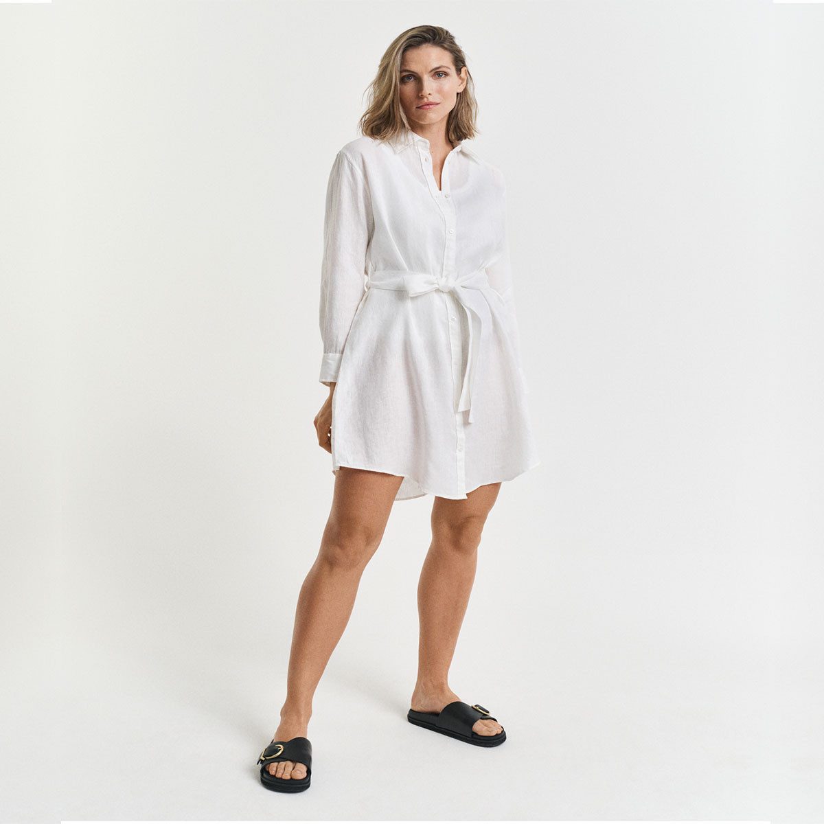 Gant Blusenkleid 4503432 Damen Hemdblusenkleid aus Leinen mit Gürtel