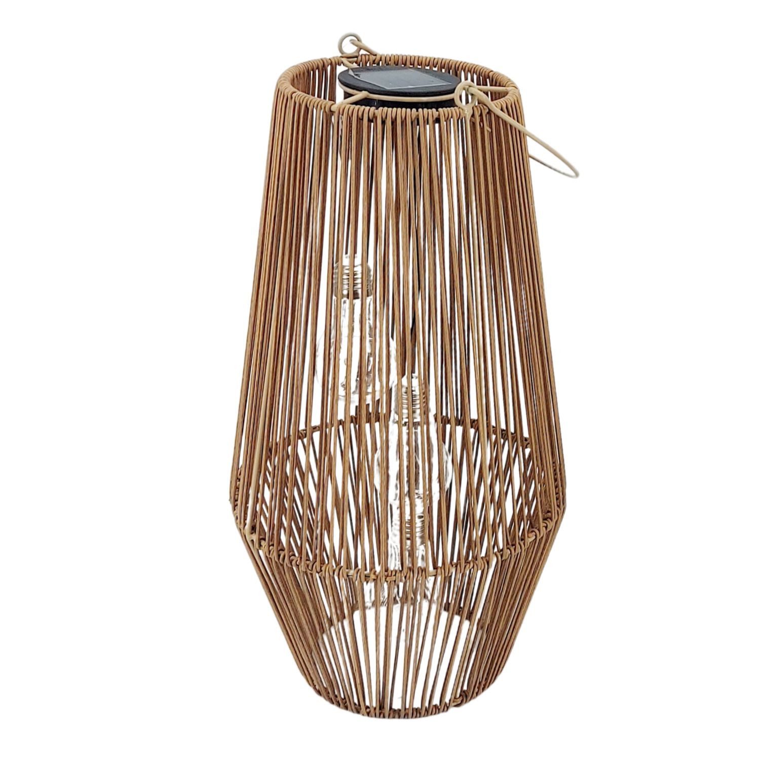 formano LED Tischleuchte Rattan-Optik, LED, Solarbetrieben, Braun, Bänder, H: 45cm