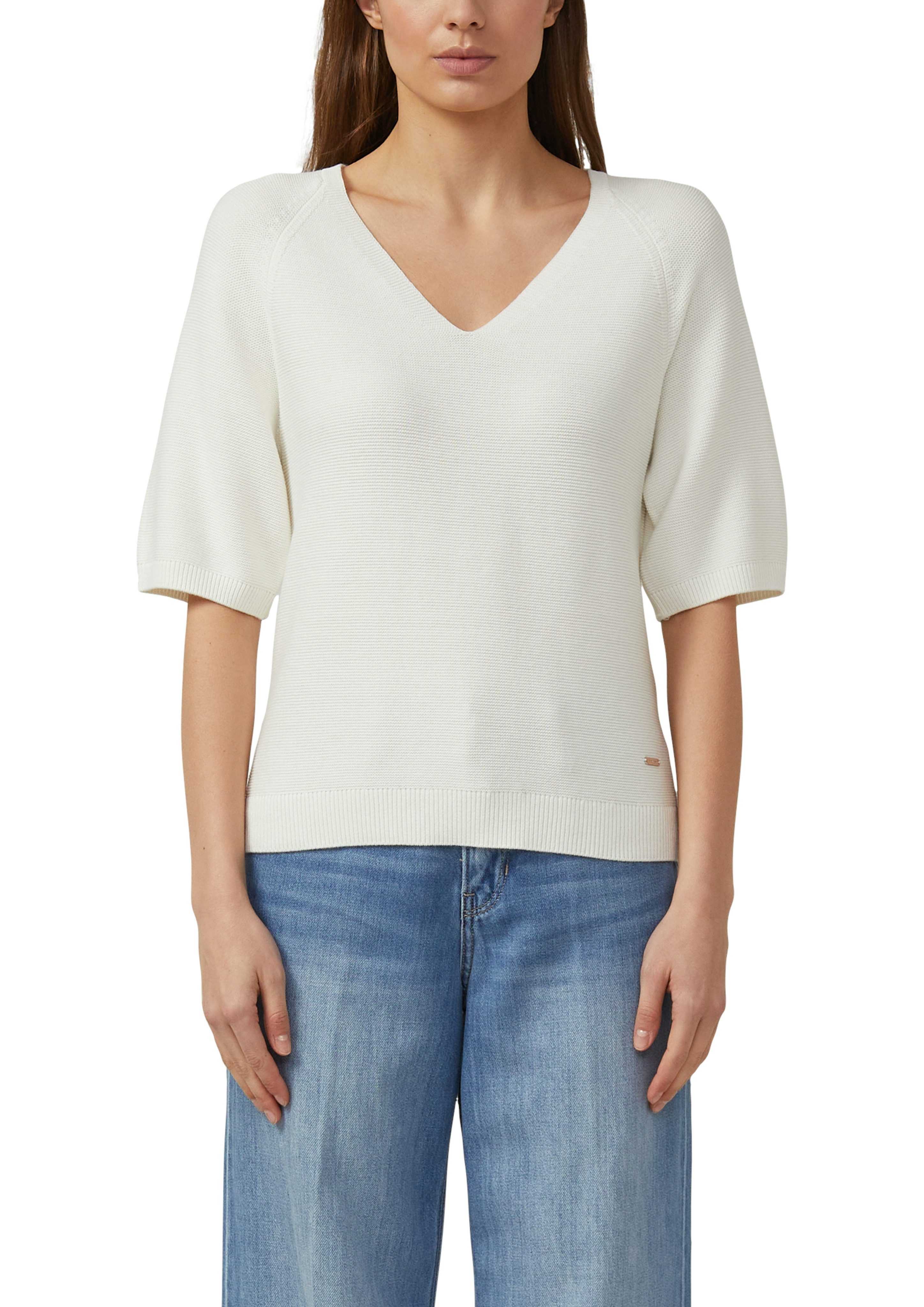 s.Oliver Strickpullover Kurzarm-Strickpullover mit V-Ausschnitt