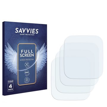 Savvies Full-Cover Schutzfolie für Garmin Venu Sq 2 Music, Displayschutzfolie, 4 Stück, 3D Curved klar